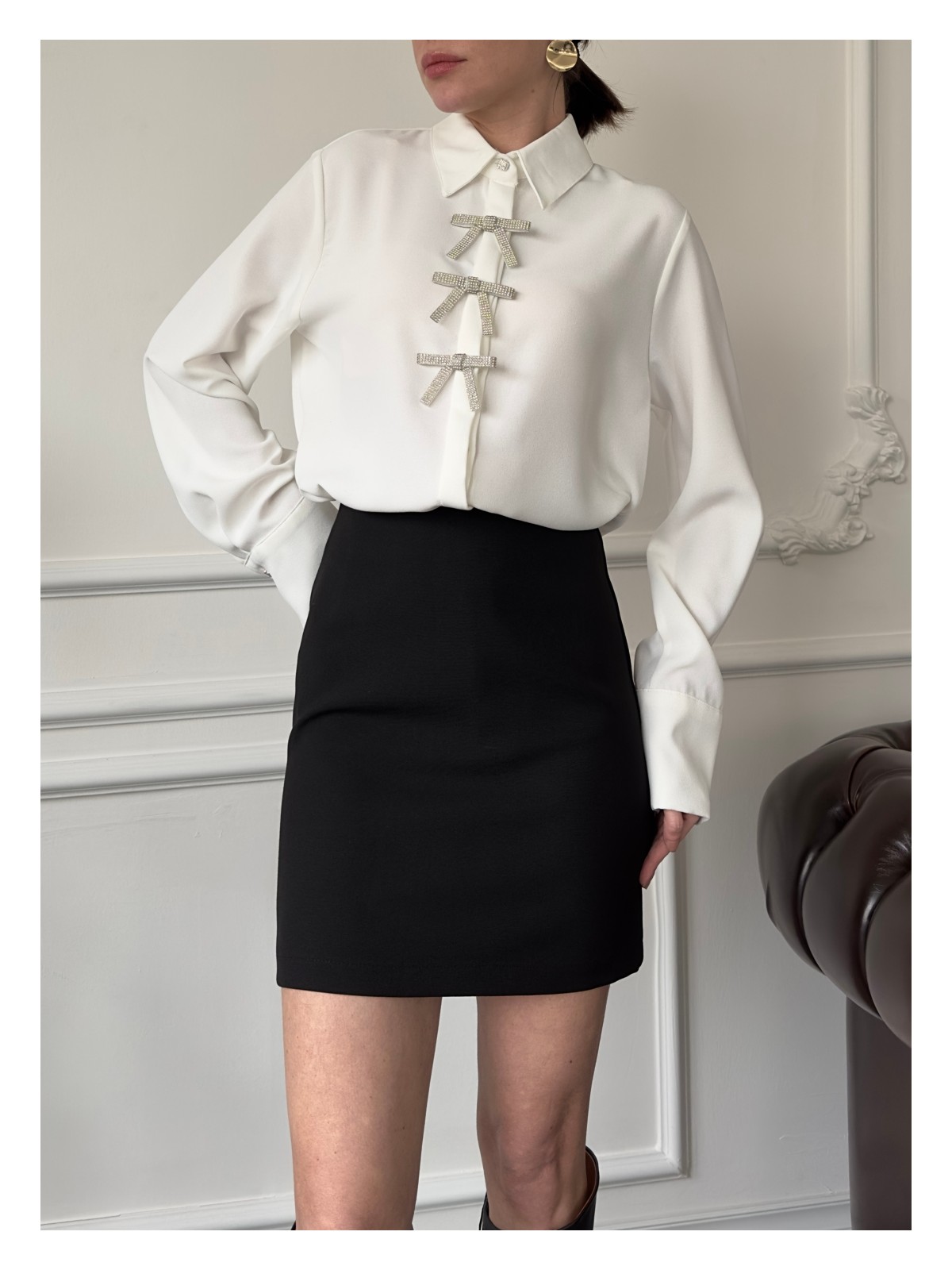 Magarde Mini Klasik Düz Marka Etek- Antrasit - Görsel 3