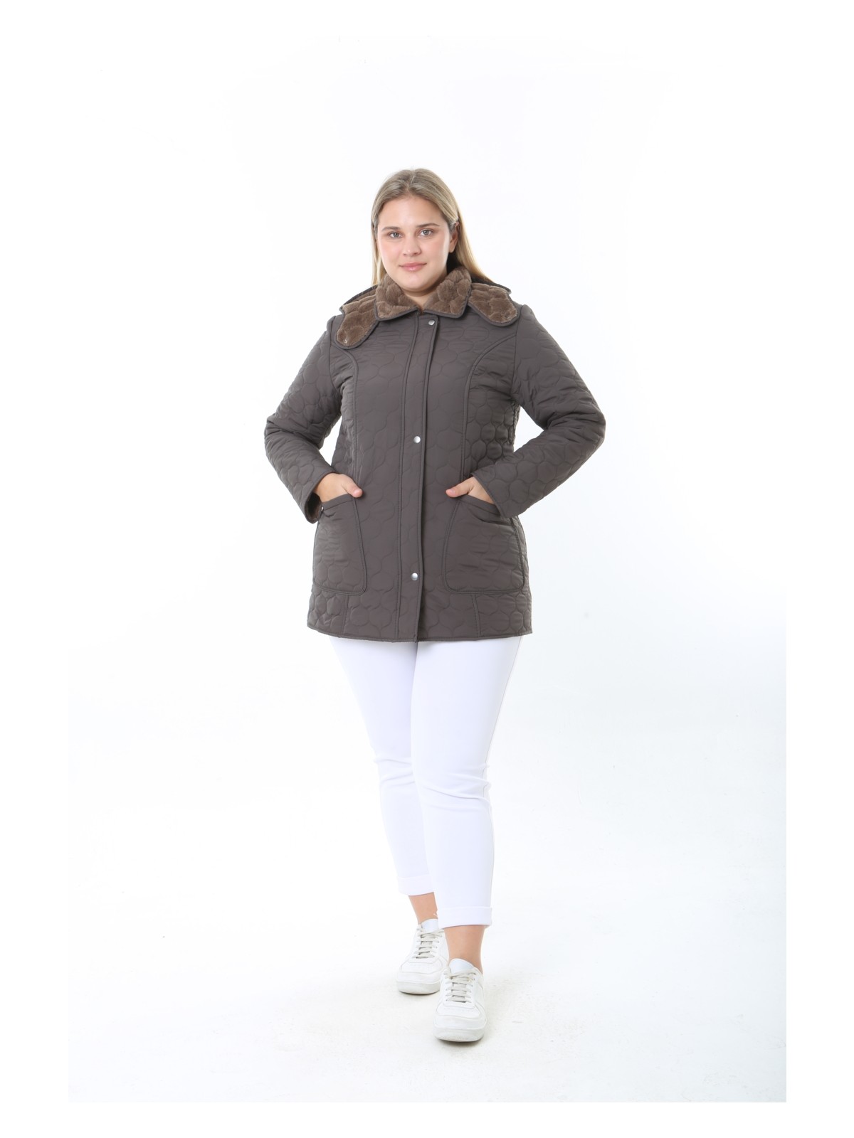 TUTveAL Collection Ithal, Yumuşak Kürklü, Su Itici Mont,büyük Beden, Tavşan Tüylü Kaban,kapitone Mont, Premium Seri - Görsel 7