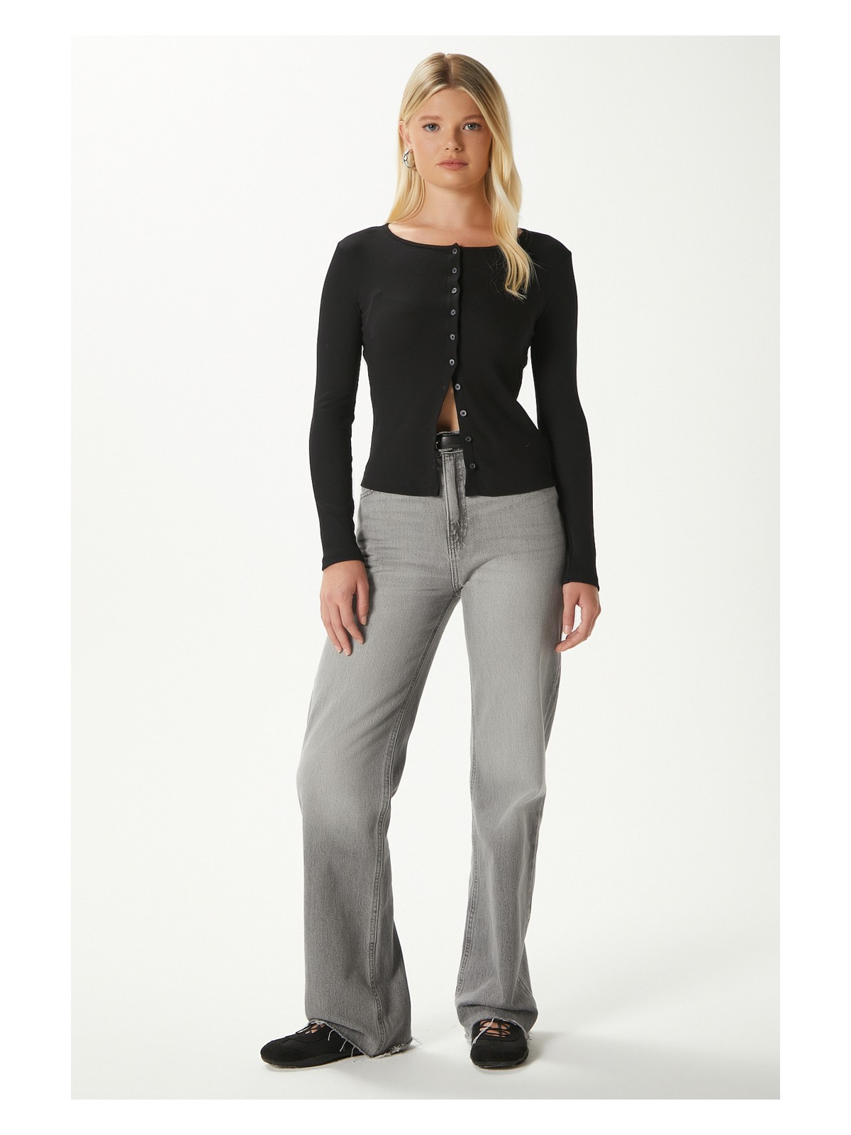 Ritnice Young Cool Düğmeli Uzun Kollu Sarı Bluz - Görsel 4