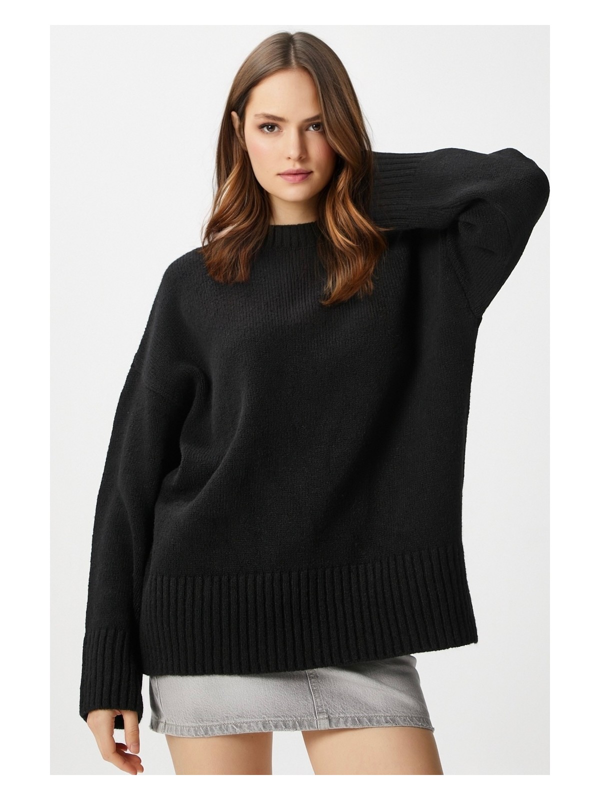 Ritnice Kadın Homy Yumuşacık Bisiklet Yaka Soft Pembe Oversize Triko Kazak - Görsel 8