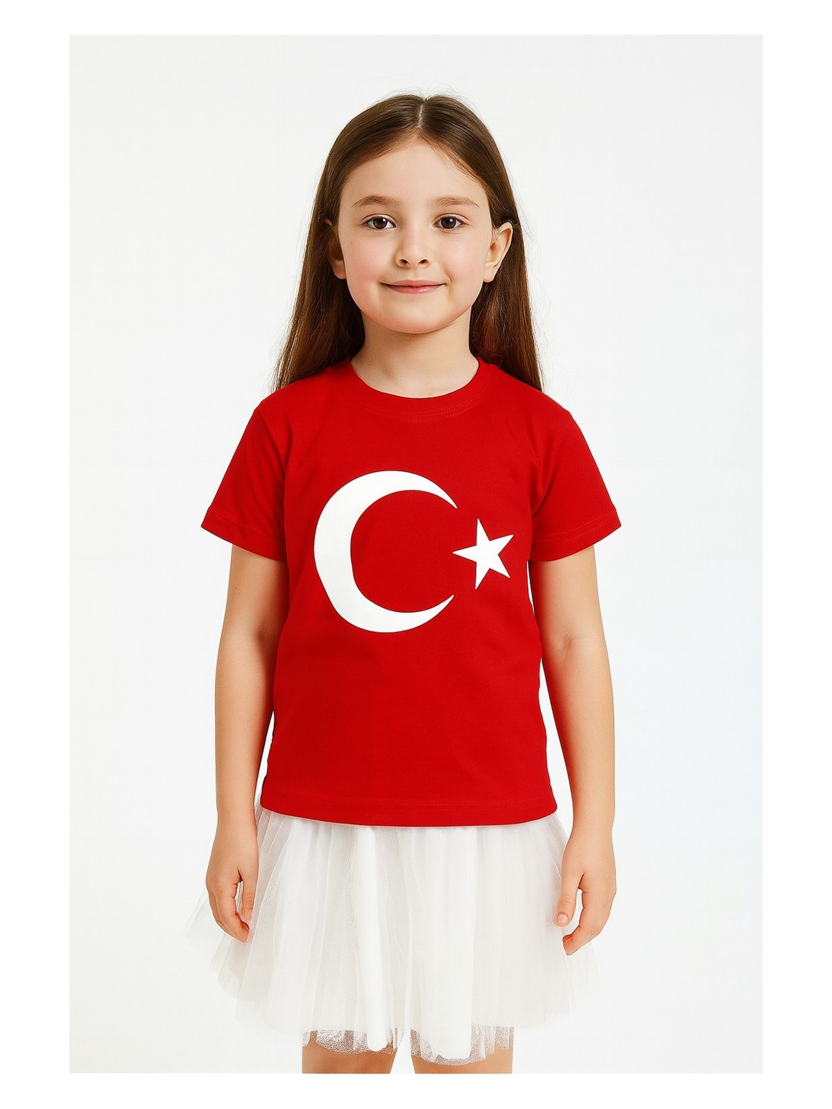 Bilge Trend Ay Yıldızlı Türk Bayraklı Pamuklu Penye Kız Erkek Çocuk Bayram, Gösteri Tişört