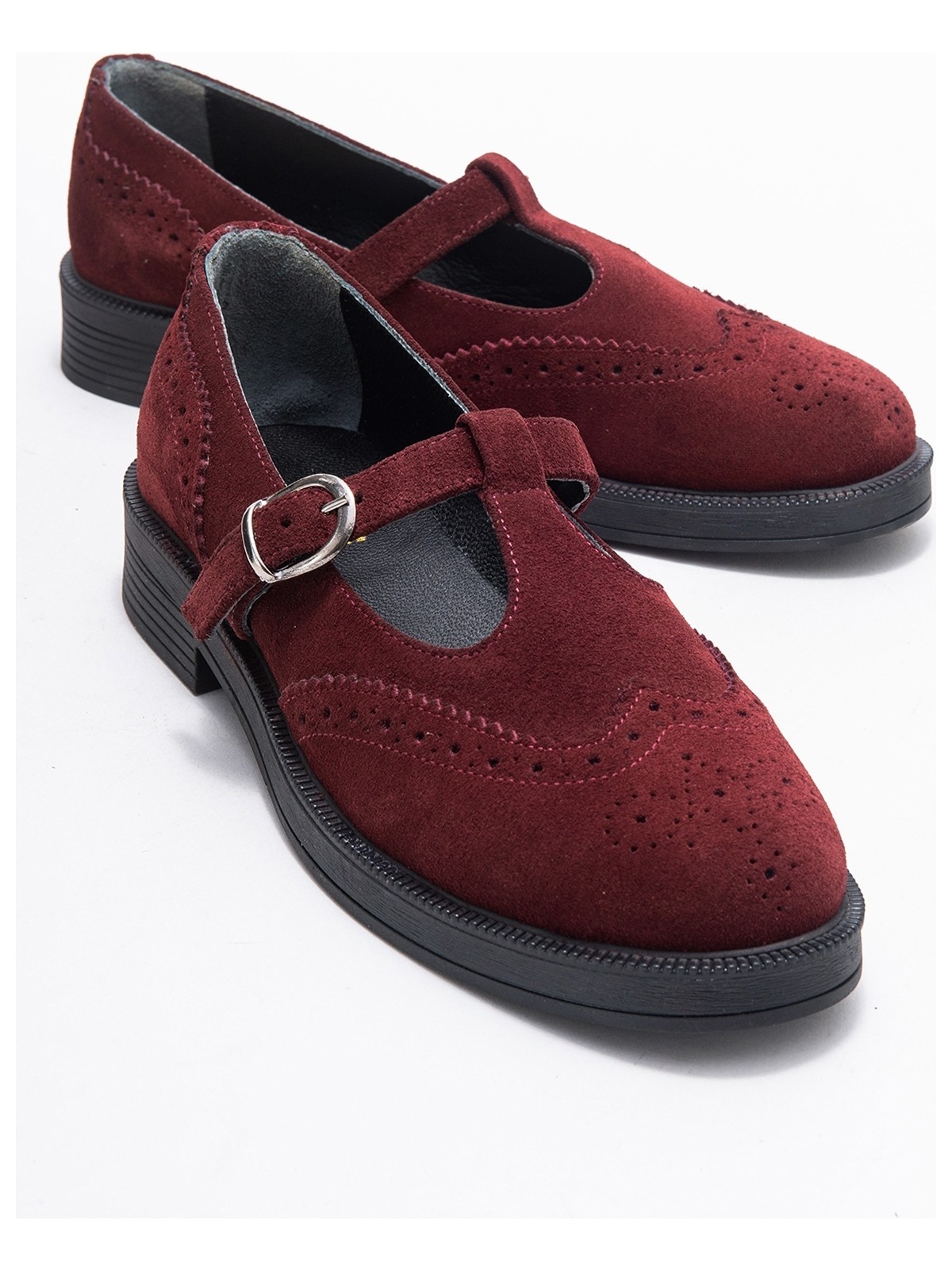 Luvi Janney Kahverengi Süet Hakiki Deri Bantlı Kadın Loafer Ayakkabı - Görsel 9