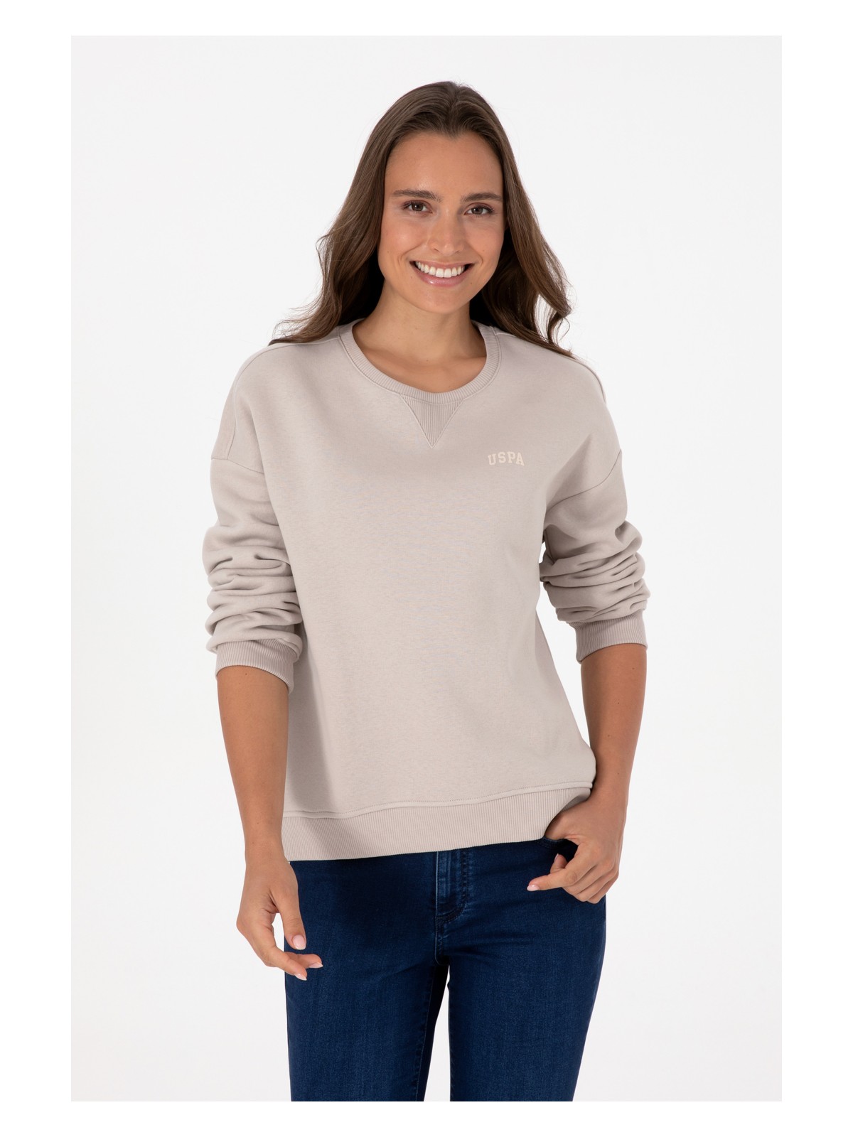 U.S. Polo Assn. Kadın Taş Şardonlu Bisiklet Yaka Basic Sweatshırt 50313586-VR049