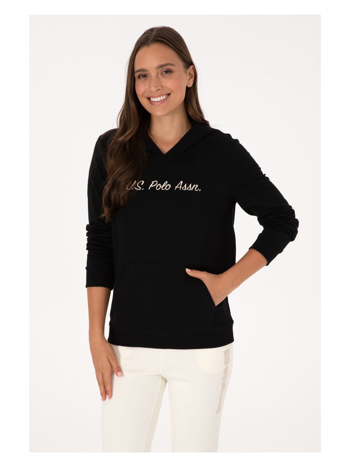 U.S. Polo Assn. Kadın Kiremit Kapüşonlu Sweatshırt 50313559-VR031 - Görsel 7