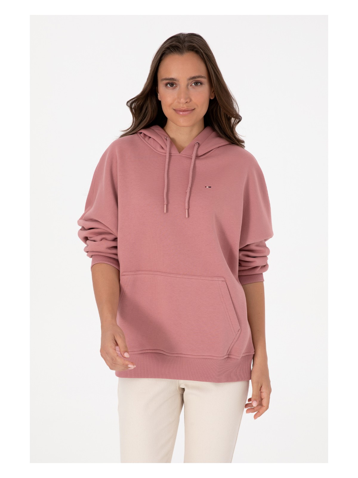 U.S. Polo Assn. Kadın Siyah Şardonlu Kapüşonlu Sweatshırt 50313567-VR046 - Görsel 4