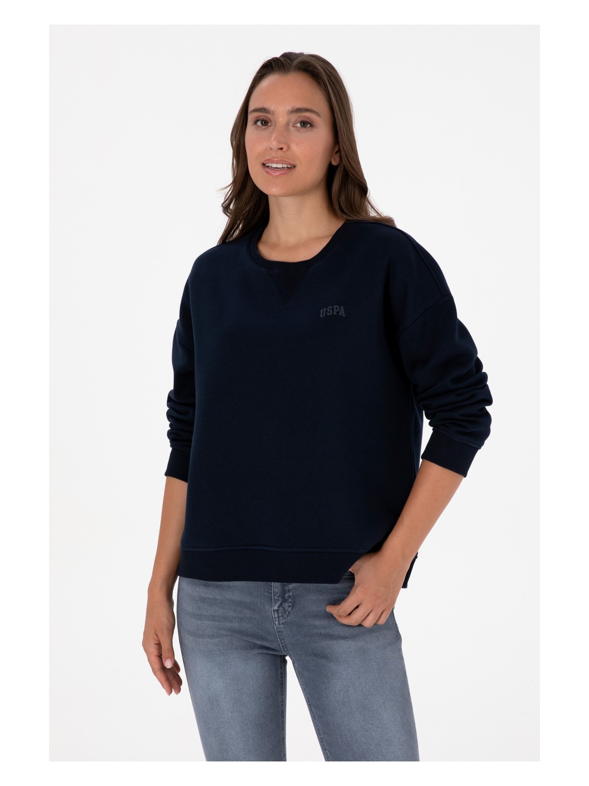 U.S. Polo Assn. Kadın Taş Şardonlu Bisiklet Yaka Basic Sweatshırt 50313586-VR049 - Görsel 8