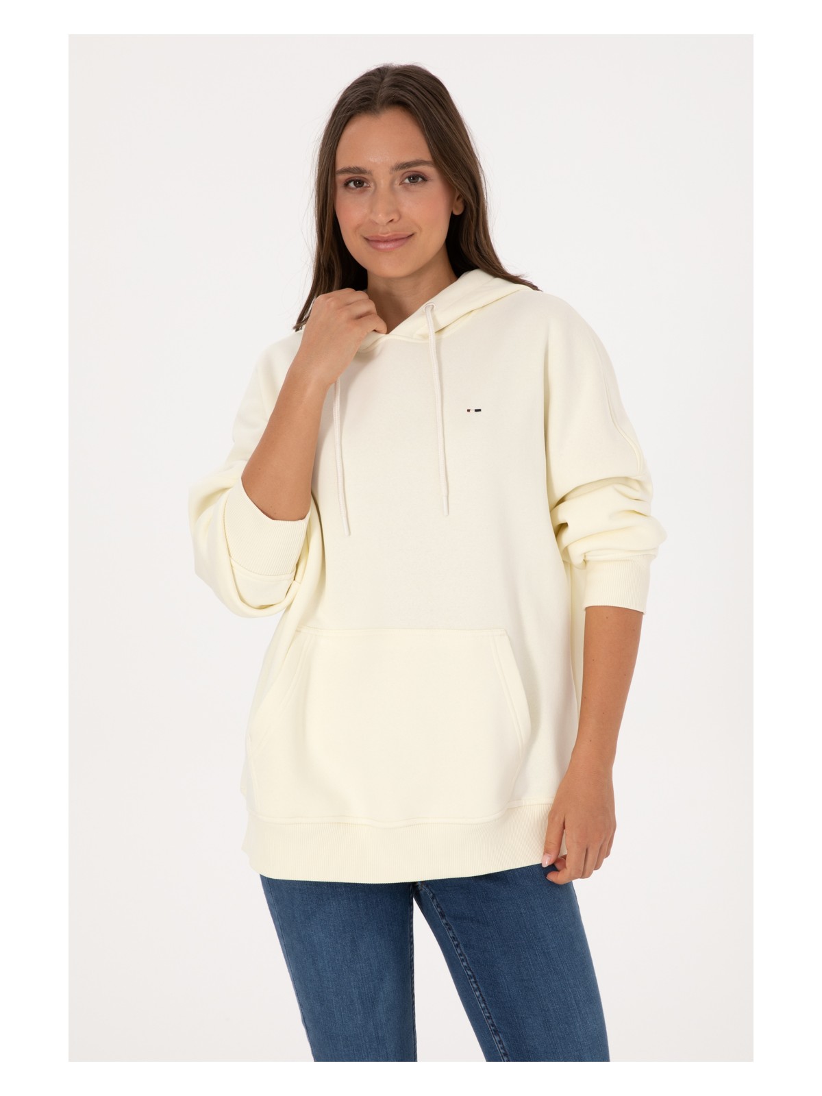 U.S. Polo Assn. Kadın Siyah Şardonlu Kapüşonlu Sweatshırt 50313567-VR046 - Görsel 5