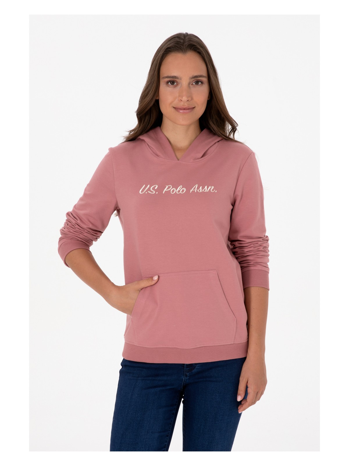 U.S. Polo Assn. Kadın Siyah Kapüşonlu Sweatshırt 50313559-VR046 - Görsel 6