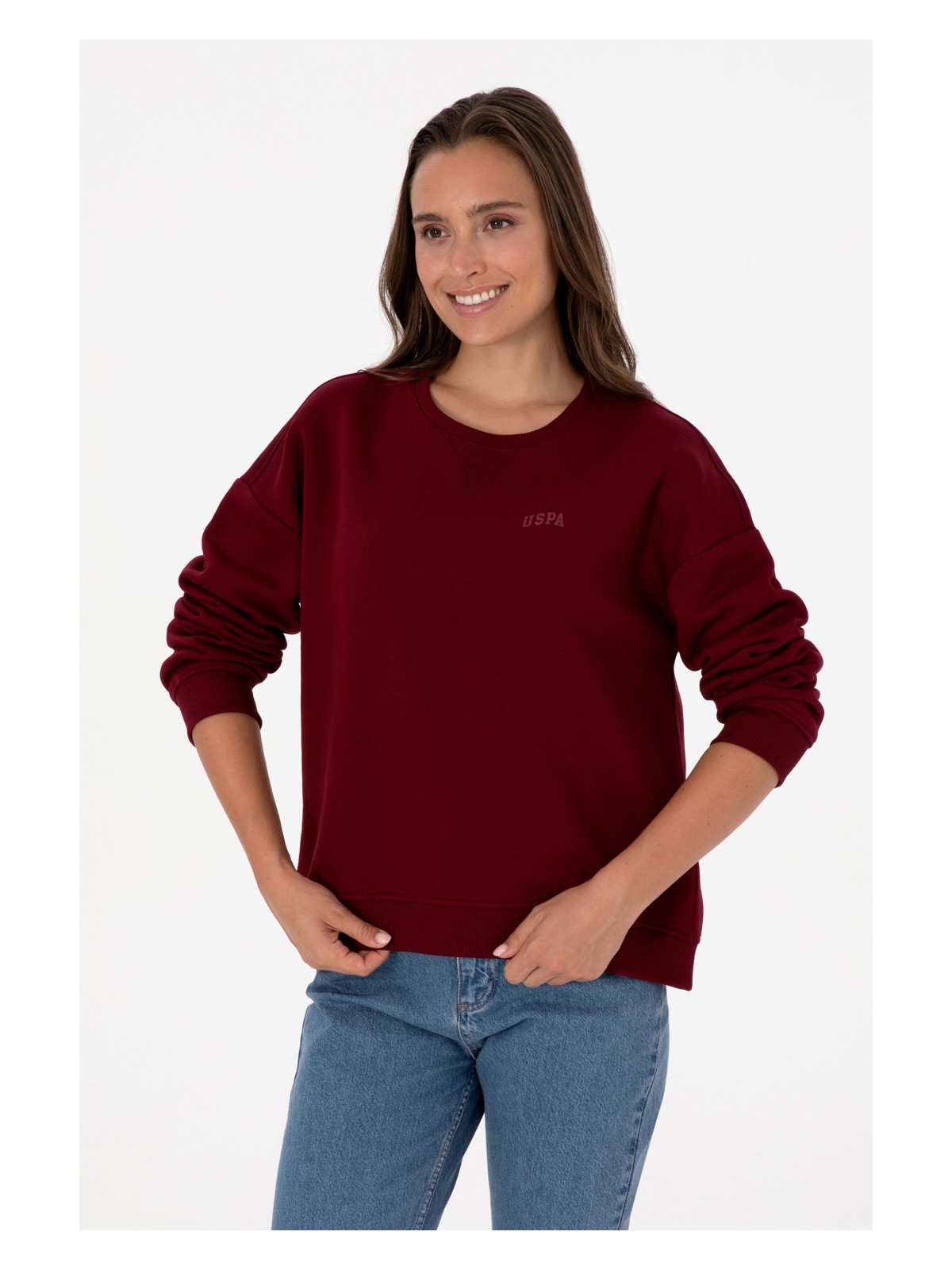 U.S. Polo Assn. Kadın Camel Şardonlu Bisiklet Yaka Basic Sweatshırt 50313586-VR151 - Görsel 5