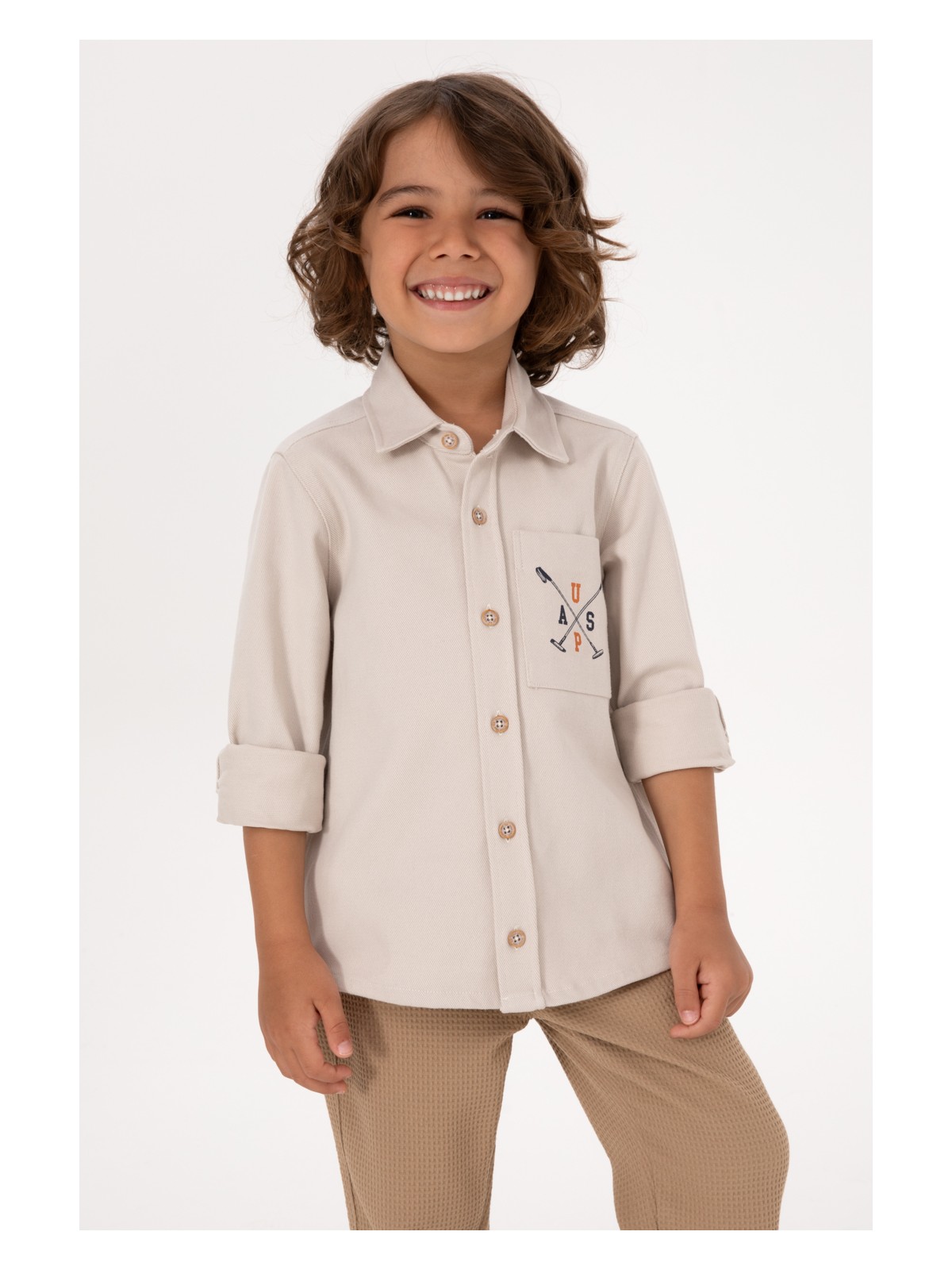 U.S. Polo Assn. U.s. Polo Assn. Erkek Çocuk Taş Gömlek Desenli 50316681-VR049