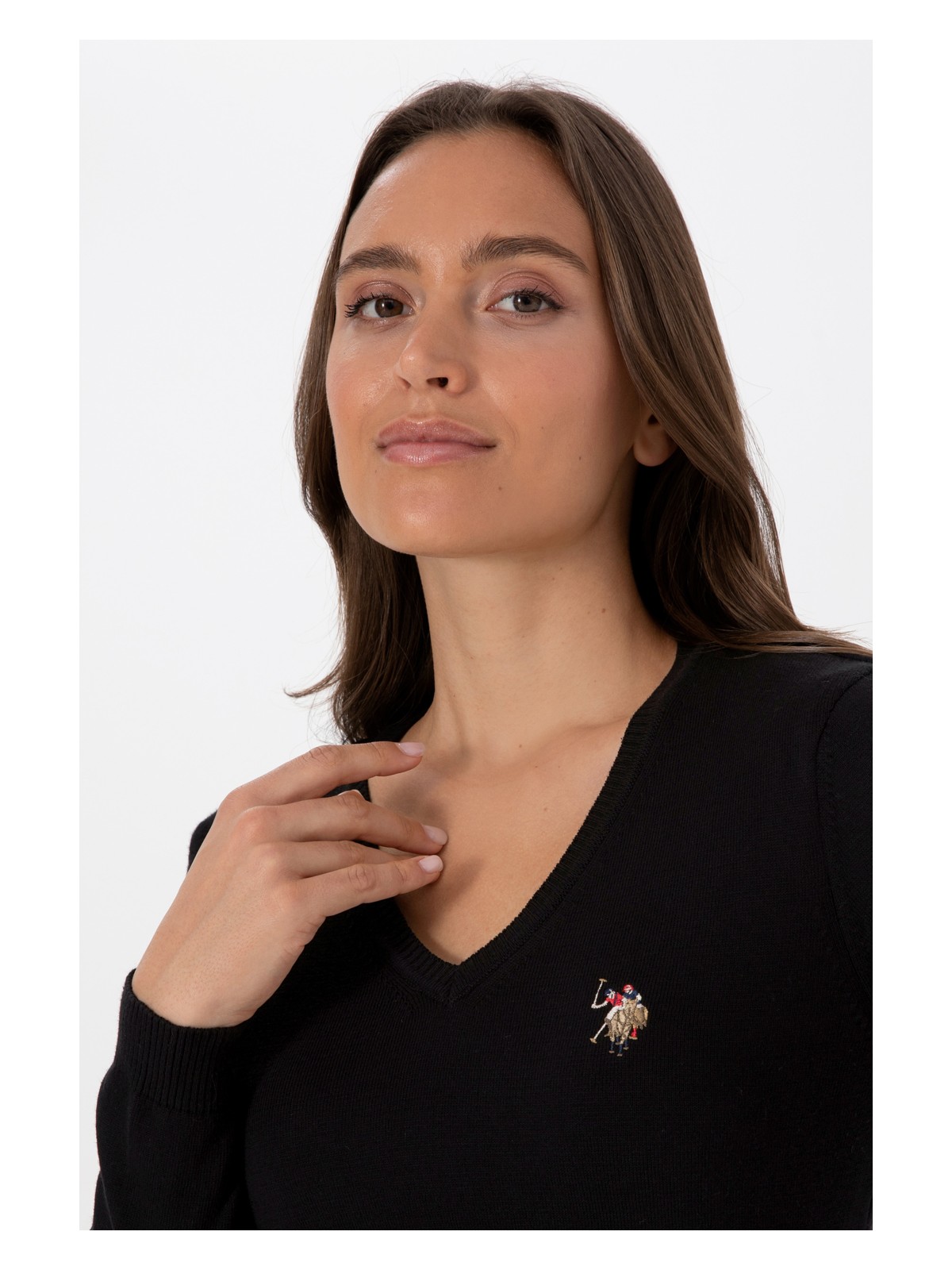 U.S. Polo Assn. Kadın Siyah V Yaka Basic Kazak 50307727-VR046 - Görsel 2