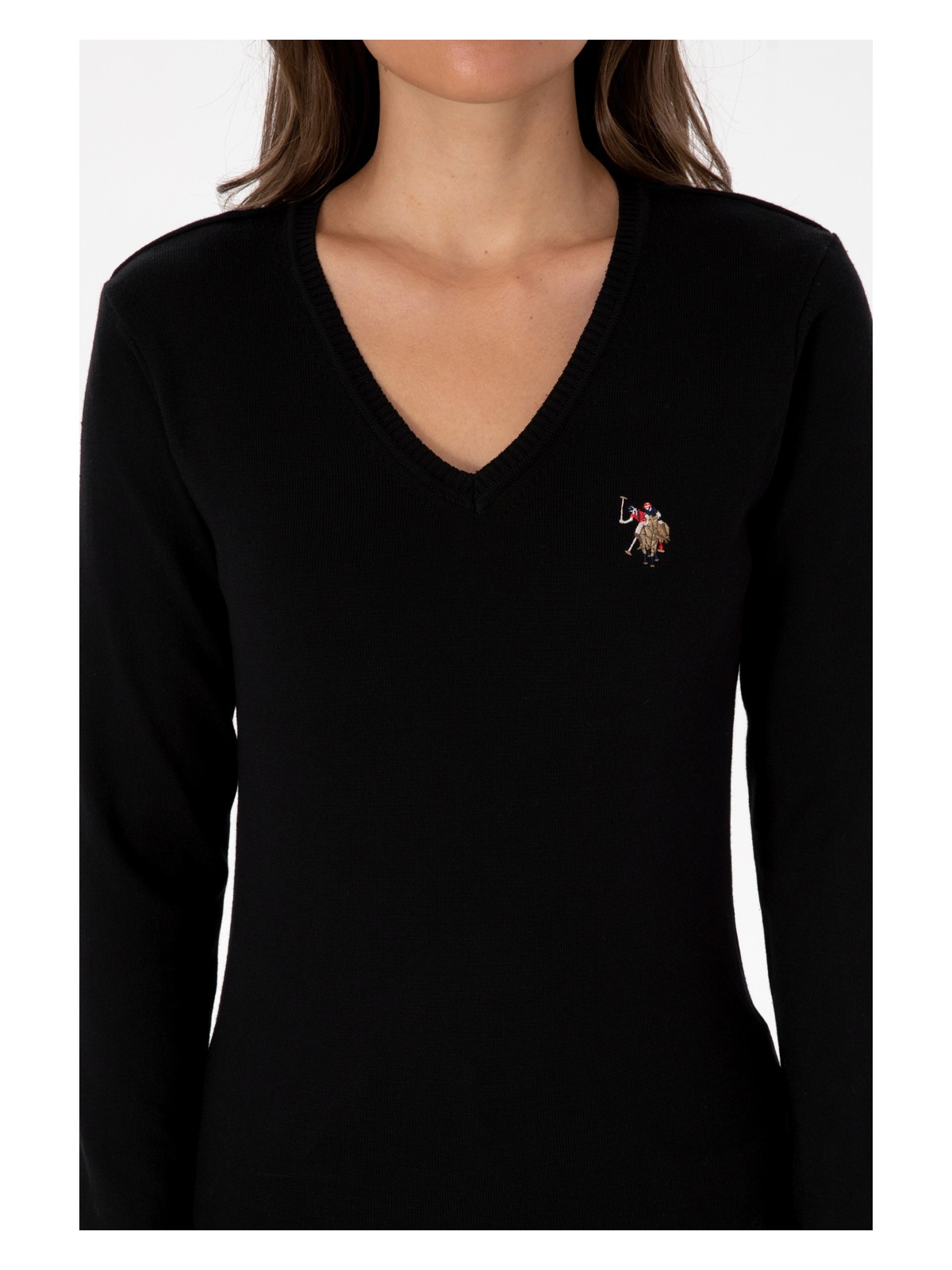 U.S. Polo Assn. Kadın Siyah V Yaka Basic Kazak 50307727-VR046 - Görsel 6