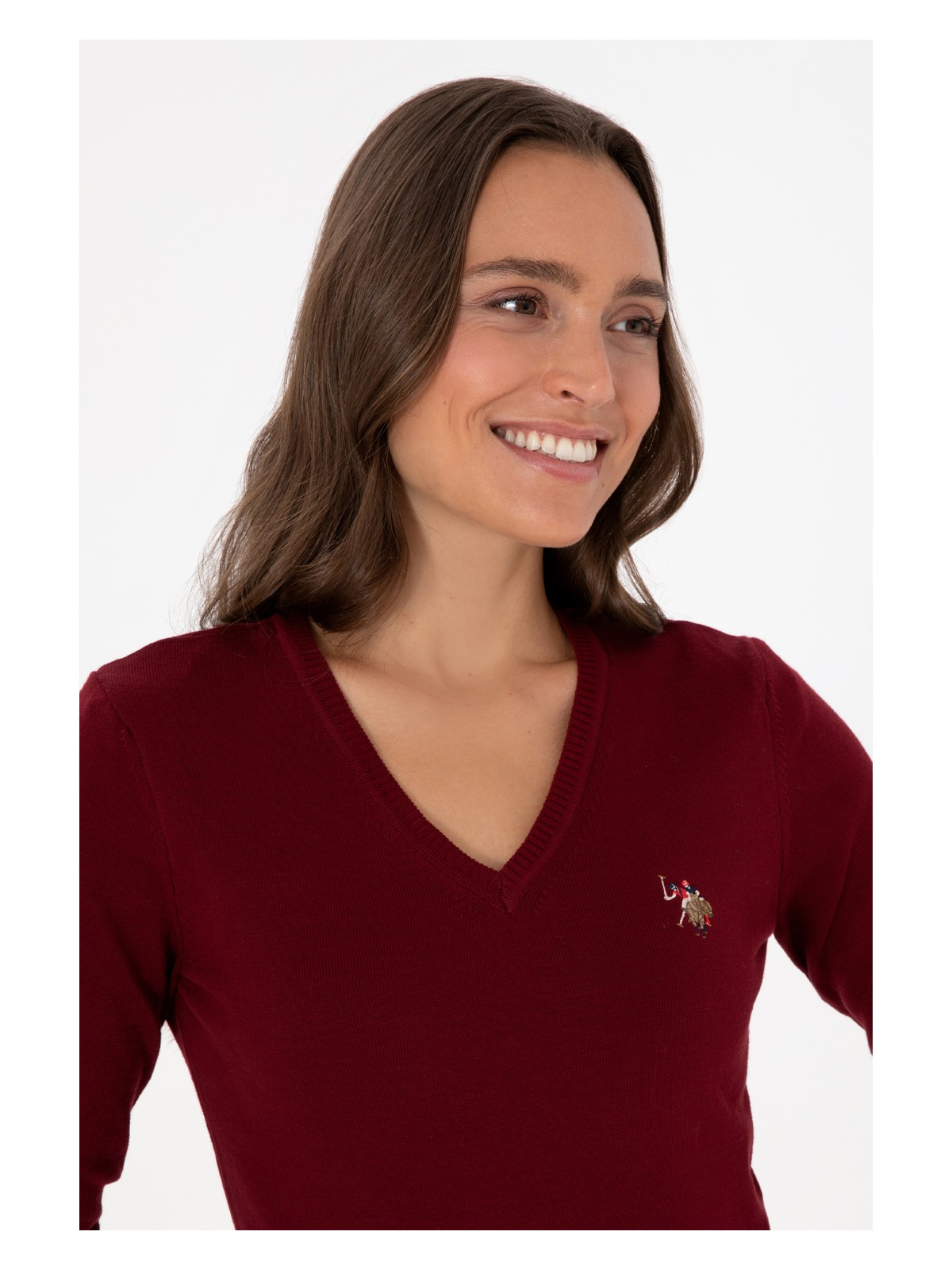 U.S. Polo Assn. Kadın Bordo V Yaka Basic Kazak 50307727-VR014 - Görsel 2
