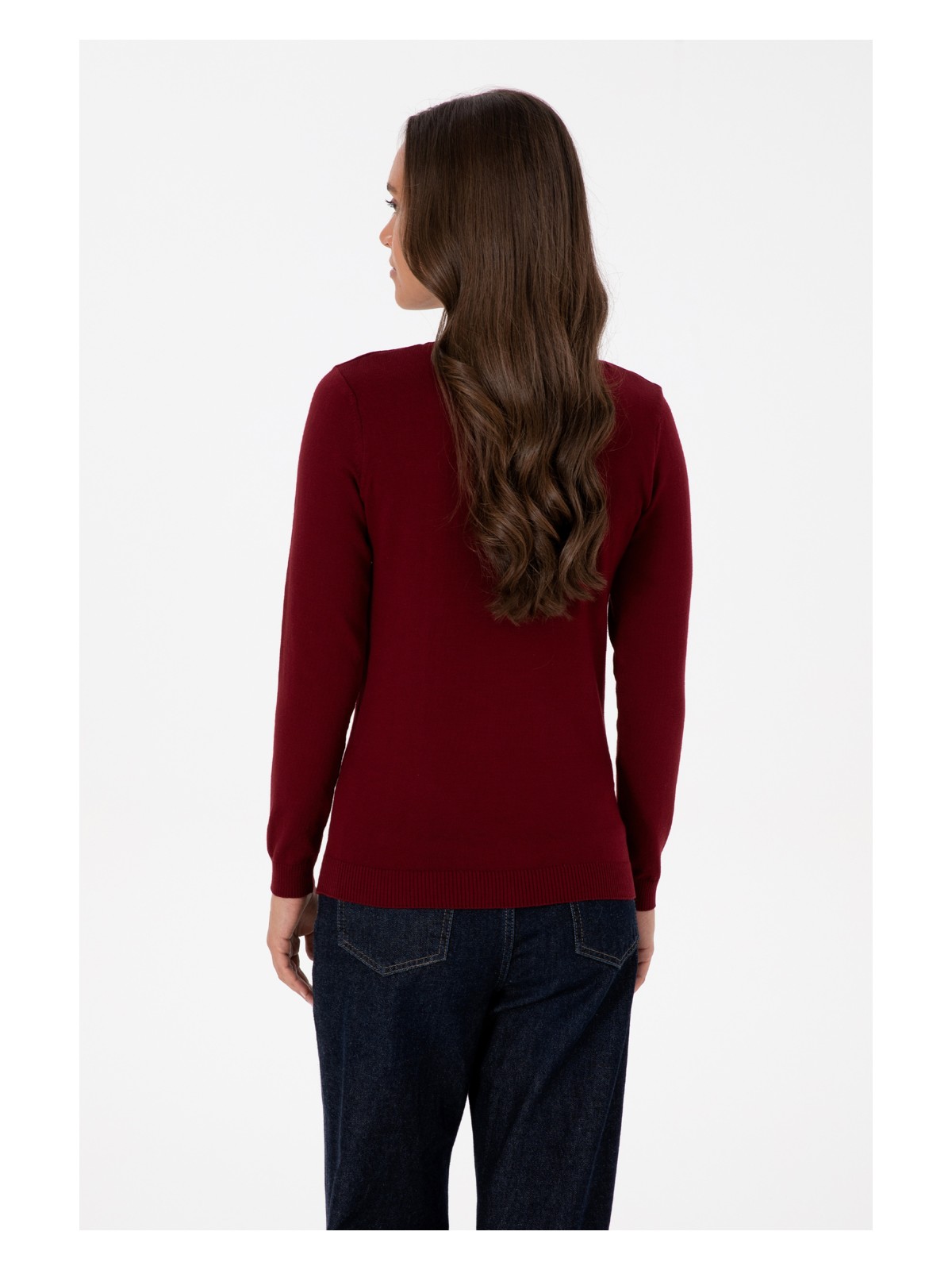 U.S. Polo Assn. Kadın Bordo V Yaka Basic Kazak 50307727-VR014 - Görsel 5