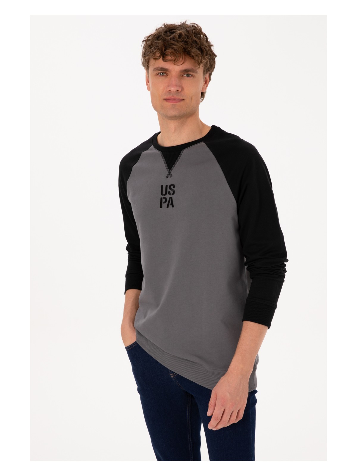 U.S. Polo Assn. Erkek Bisiklet Yaka Regular Fit Siyah İnce Sweatshirt 50315420-VR046