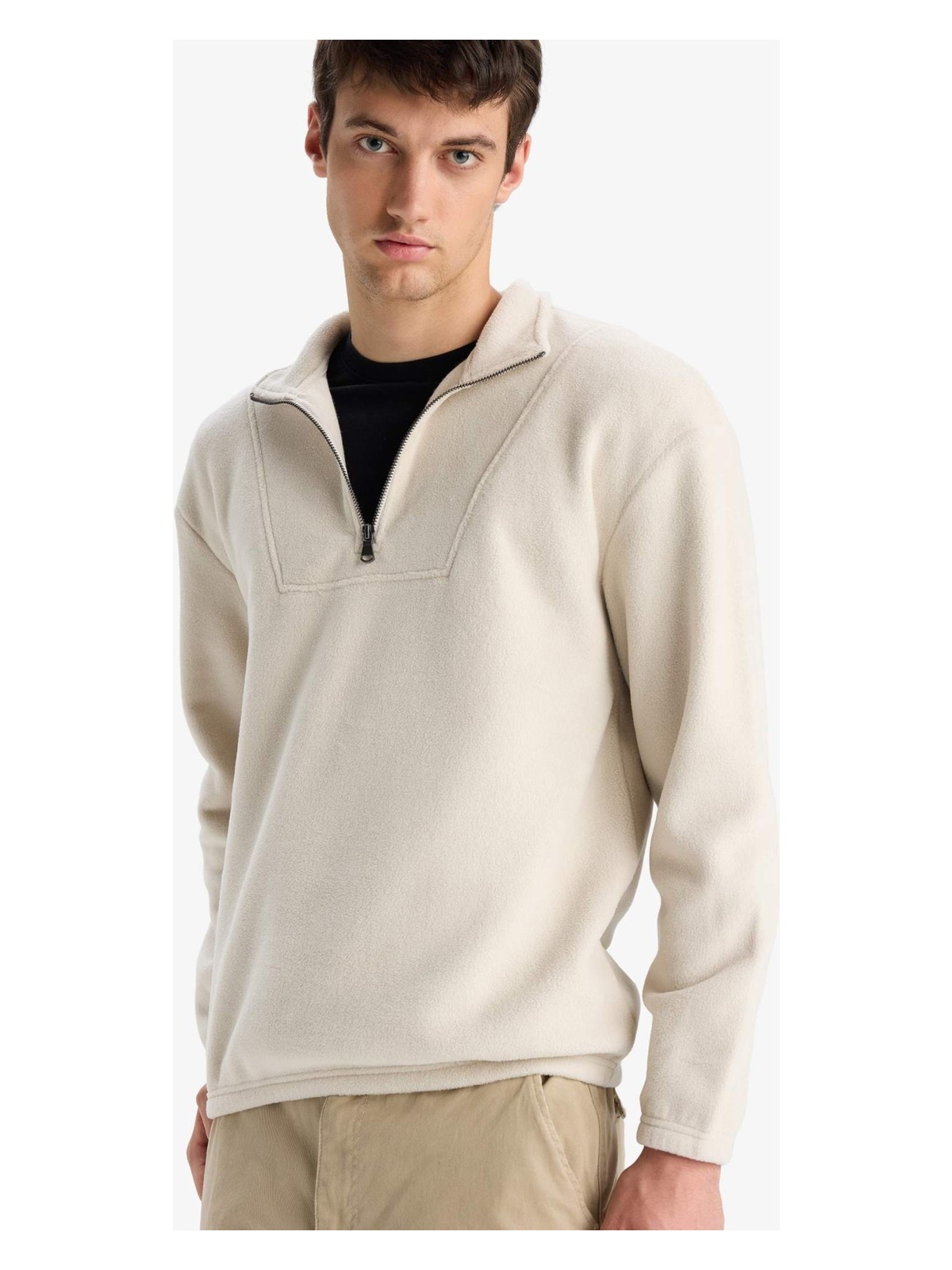 DeFacto Yarım Fermuarlı Polar Sweatshirt E8632AX25WN - Görsel 5