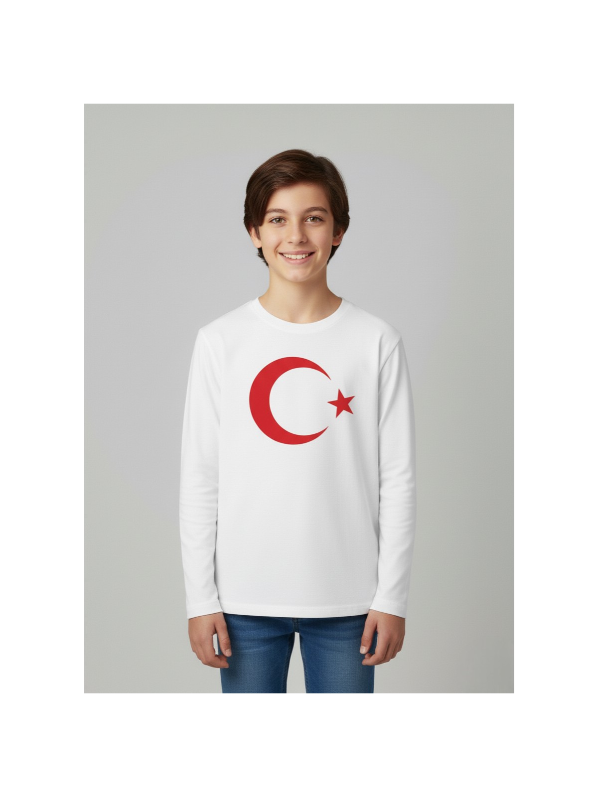 Secret Touch Çoçuk Erkek-Kız Ay Yıldızlı Türk Bayraklı Uzun Kollu Kırmızı-Beyaz T-Shirt - Görsel 3