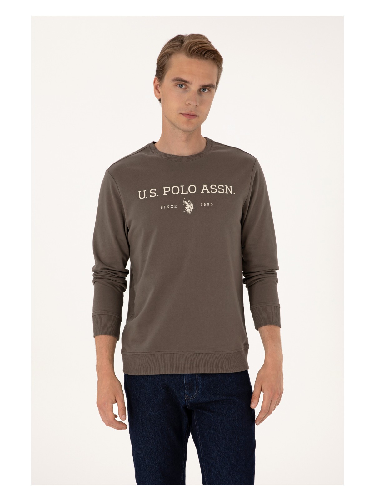 U.S. Polo Assn. Erkek Regular Fit Bisiklet Yaka Siyah İnce Basic Sweatshirt 50313743-VR046 - Görsel 8