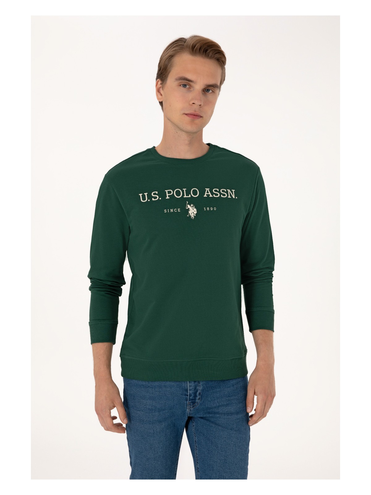 U.S. Polo Assn. Erkek Regular Fit Bisiklet Yaka Siyah İnce Basic Sweatshirt 50313743-VR046 - Görsel 3
