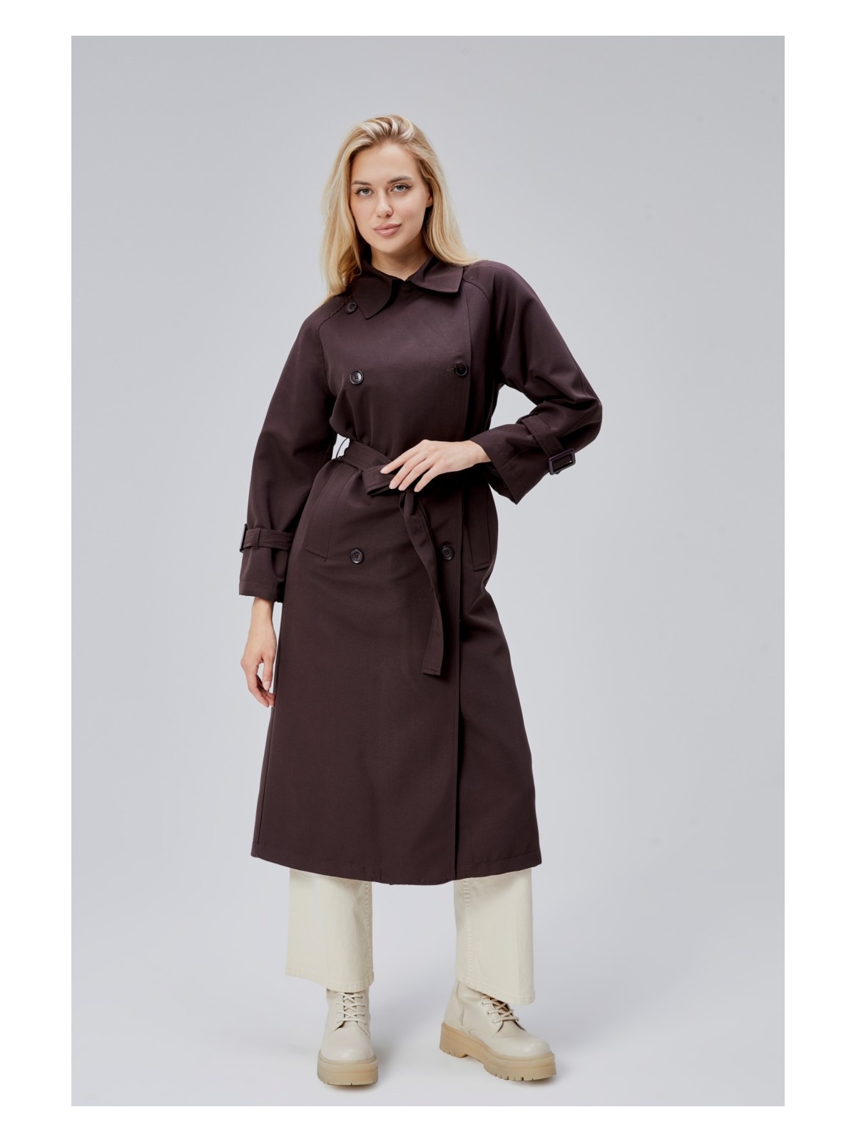 Bolivente Kadın Oversize Kuşaklı Trençkot - Görsel 8