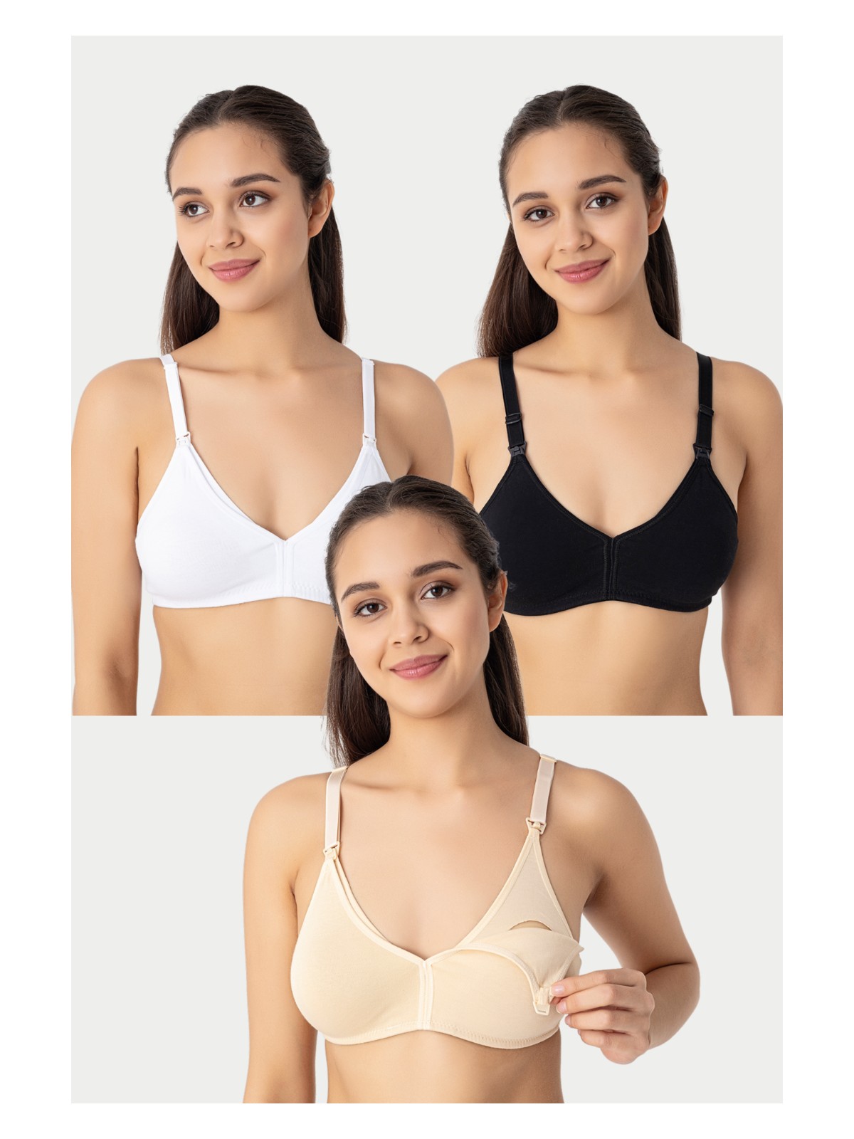 Arma Yıldız 3 Adet Siyah Kadın Pamuklu Emzirme Sütyeni Balensiz Hamile Lohusa Esnek Yumuşak Kumaş - Görsel 8