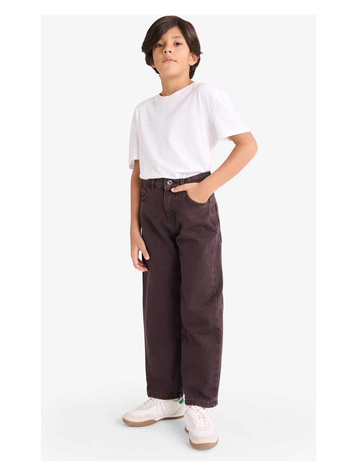 DeFacto Wide Leg Düz Paça Jean Pantolon Erkek Çocuk G2929A825AU - Görsel 4