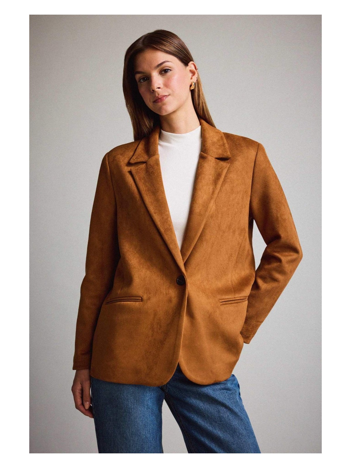 DeFacto Oversize Ceket Yaka Süet Blazer Ceket E2779AX25AU