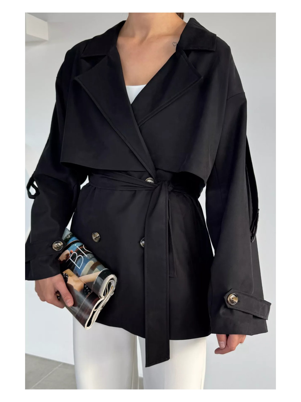 Gülseli Kadın Ön Düğmeli Iç Astarlı Bel Kuşak Detaylı Trençkot P-00018837