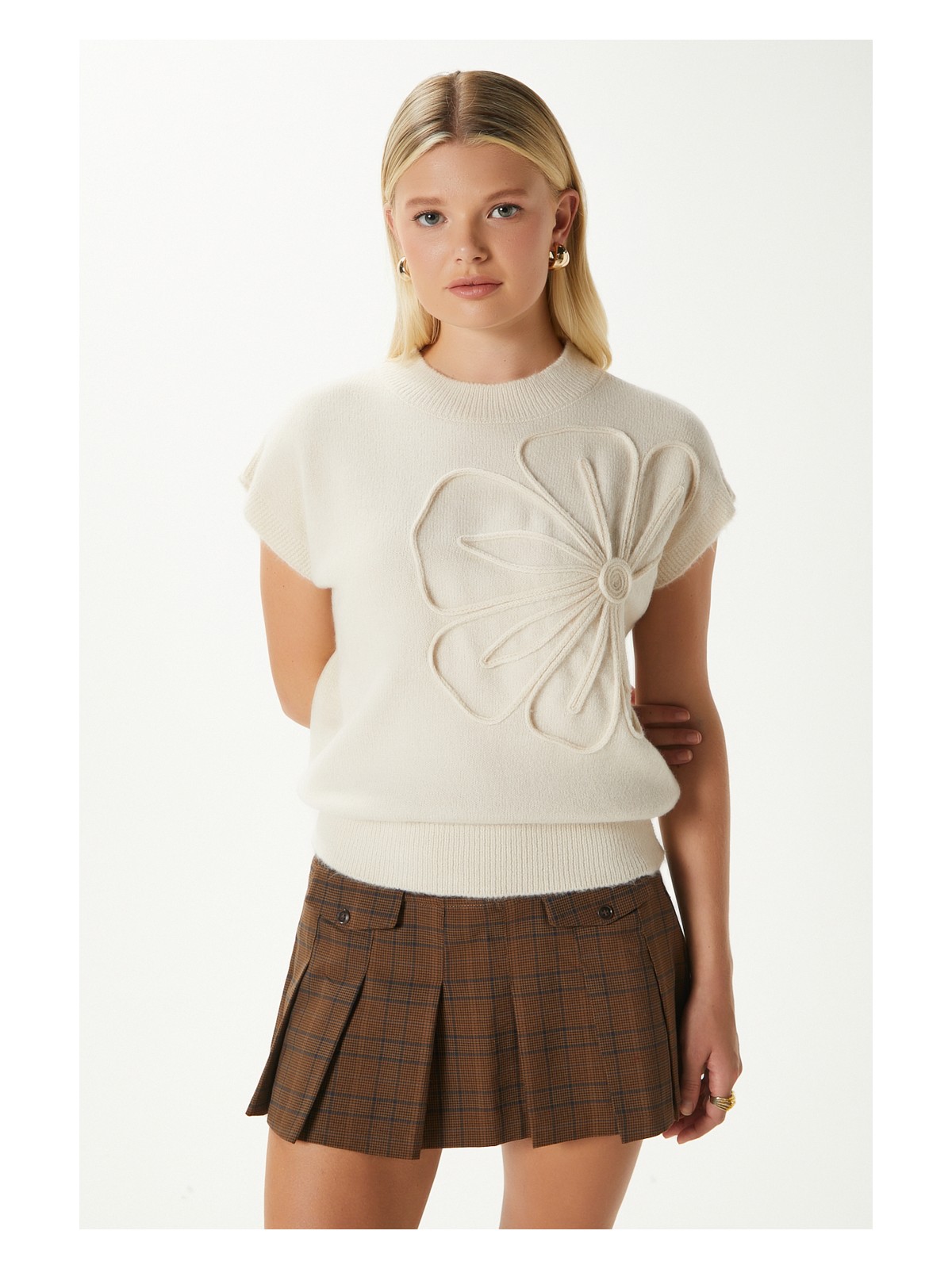 Ritnice Roman Süzene Detay Acı Kahve Triko Süveter - Görsel 5