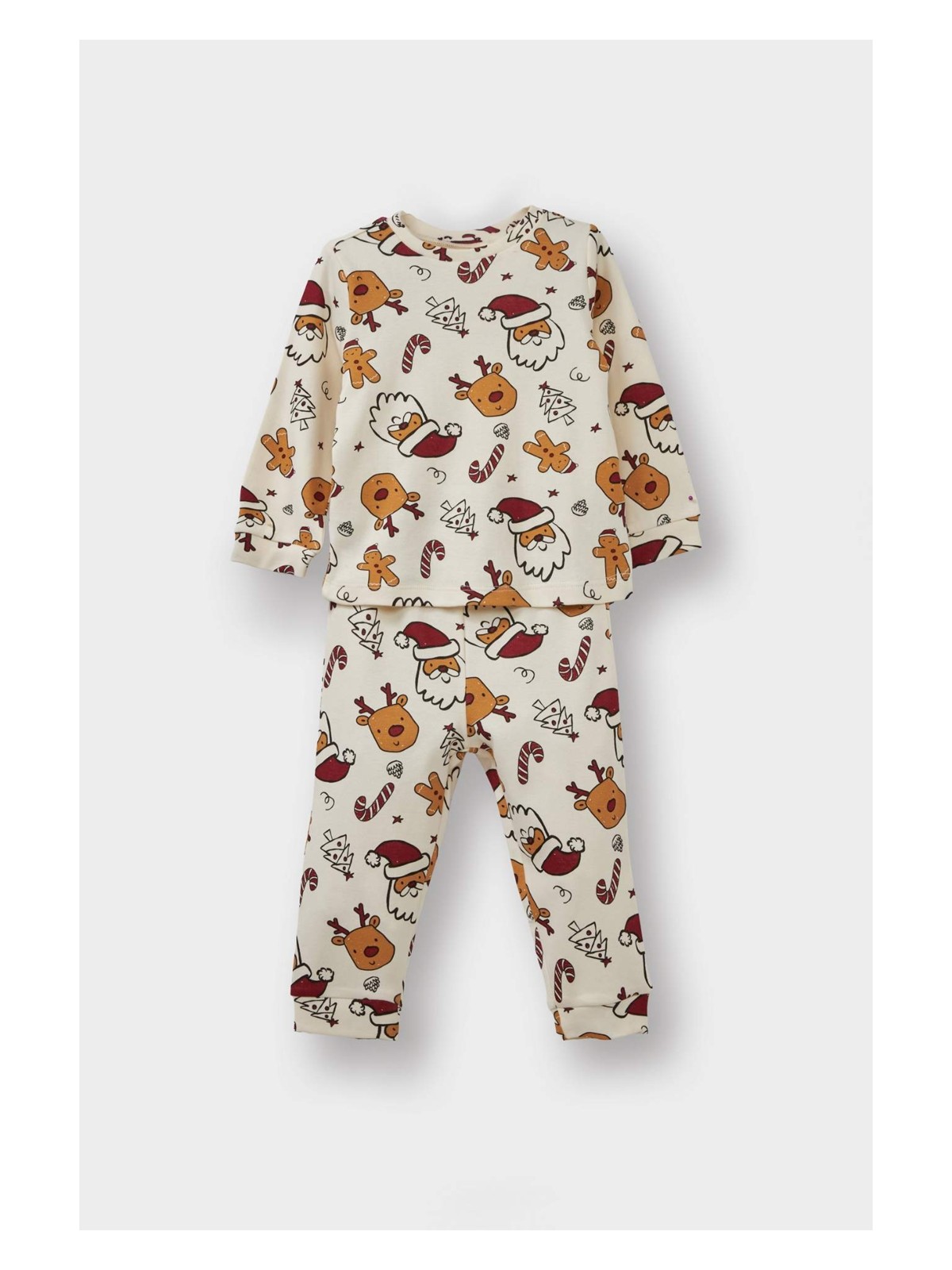 DeFacto Pijama Takımı Yılbaşı Temalı Uzun Kollu Üst Uzun Alt Erkek Bebek F0557A525AU