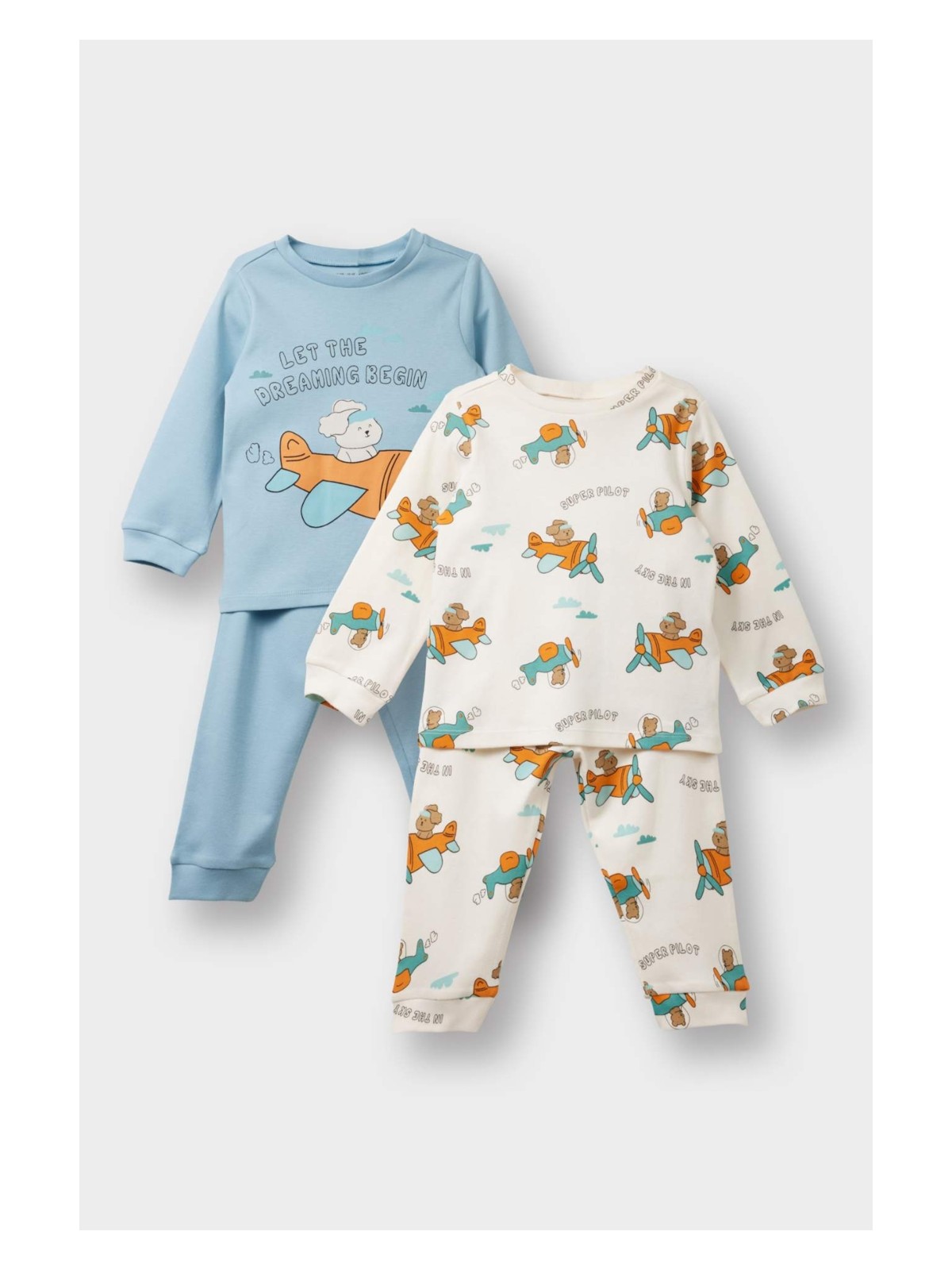 DeFacto 4'lü Pijama Takımı Araç Baskılı Uzun Kollu Üst Uzun Alt Erkek Bebek F0552A525AU