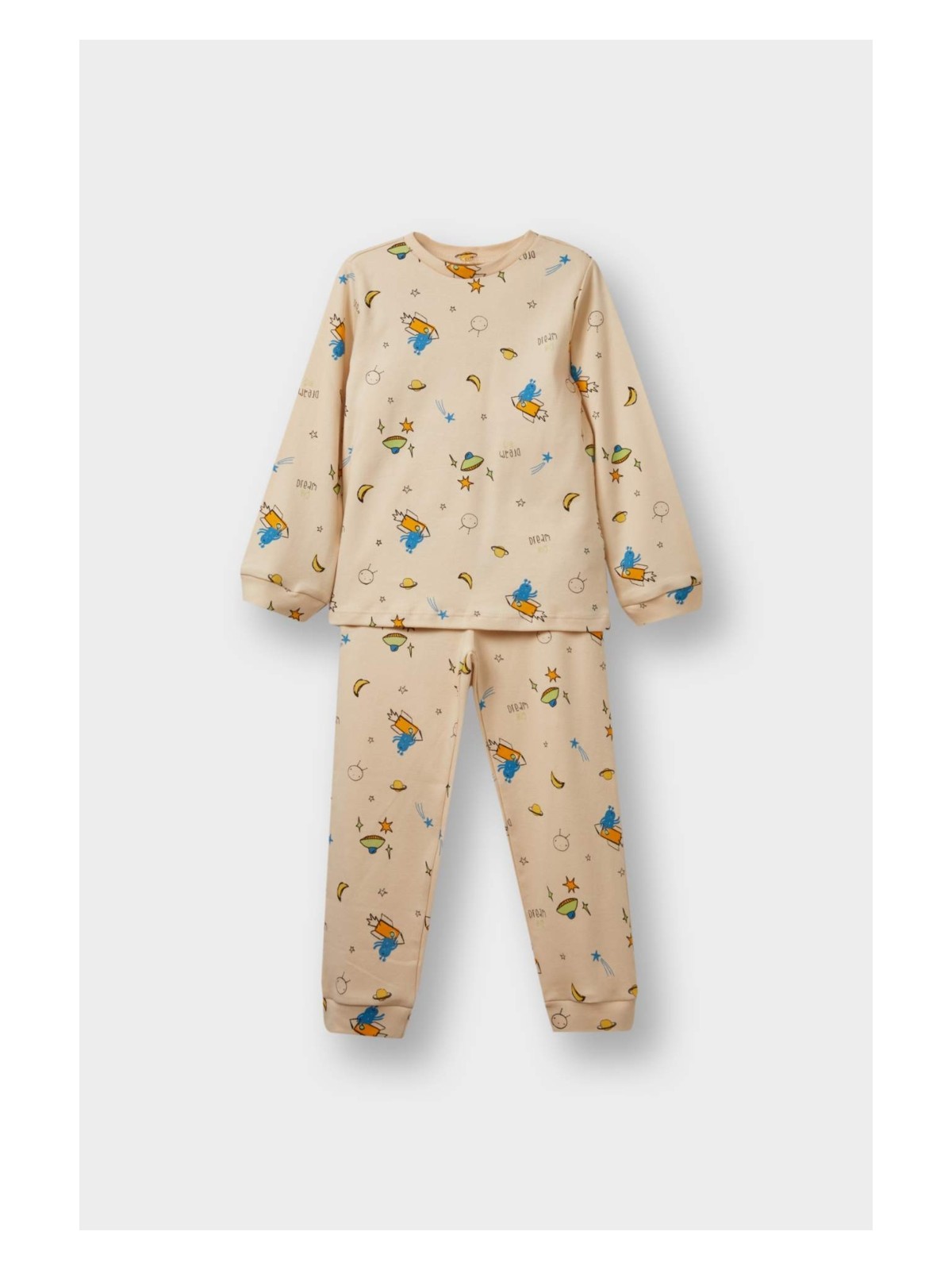 DeFacto %100 Pamuklu Uzay Baskılı Beli Lastikli Pijama Takımı Erkek Bebek F0550A525AU