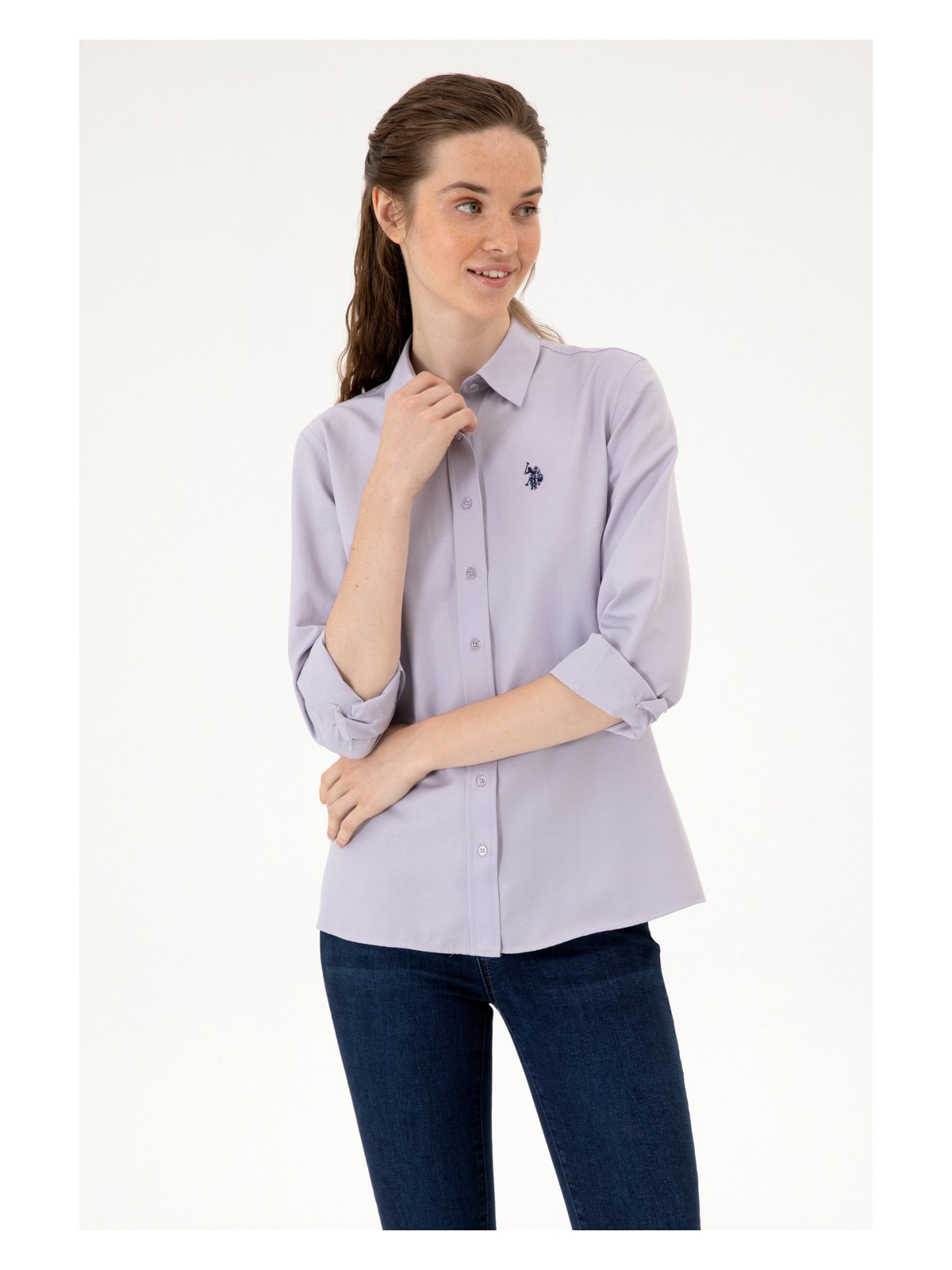 U.S. Polo Assn. Kadın Mor Uzun Kollu Basic Gömlek 50316711-VR245