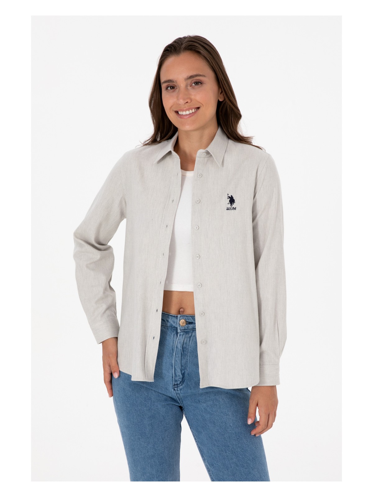 U.S. Polo Assn. U.s. Polo Assn. Kadın Ekru Gömlek Basic 50316518-VR019