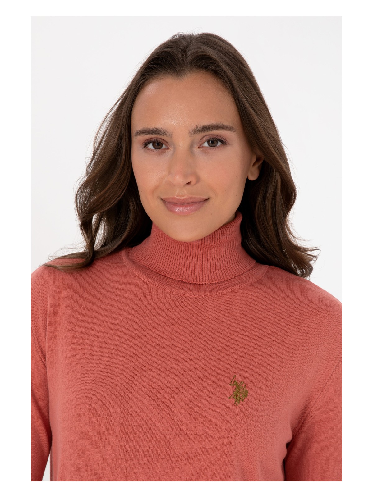 U.S. Polo Assn. Kadın Kiremit Balıkçı Yaka Basic Kazak 50313621-VR026 - Görsel 2