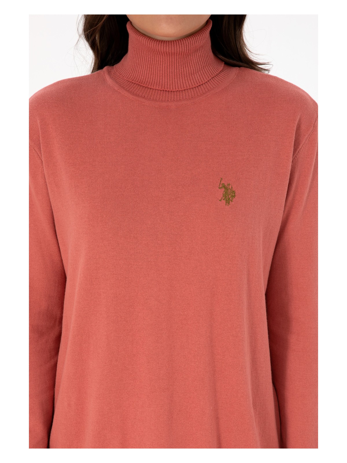 U.S. Polo Assn. Kadın Kiremit Balıkçı Yaka Basic Kazak 50313621-VR026 - Görsel 6