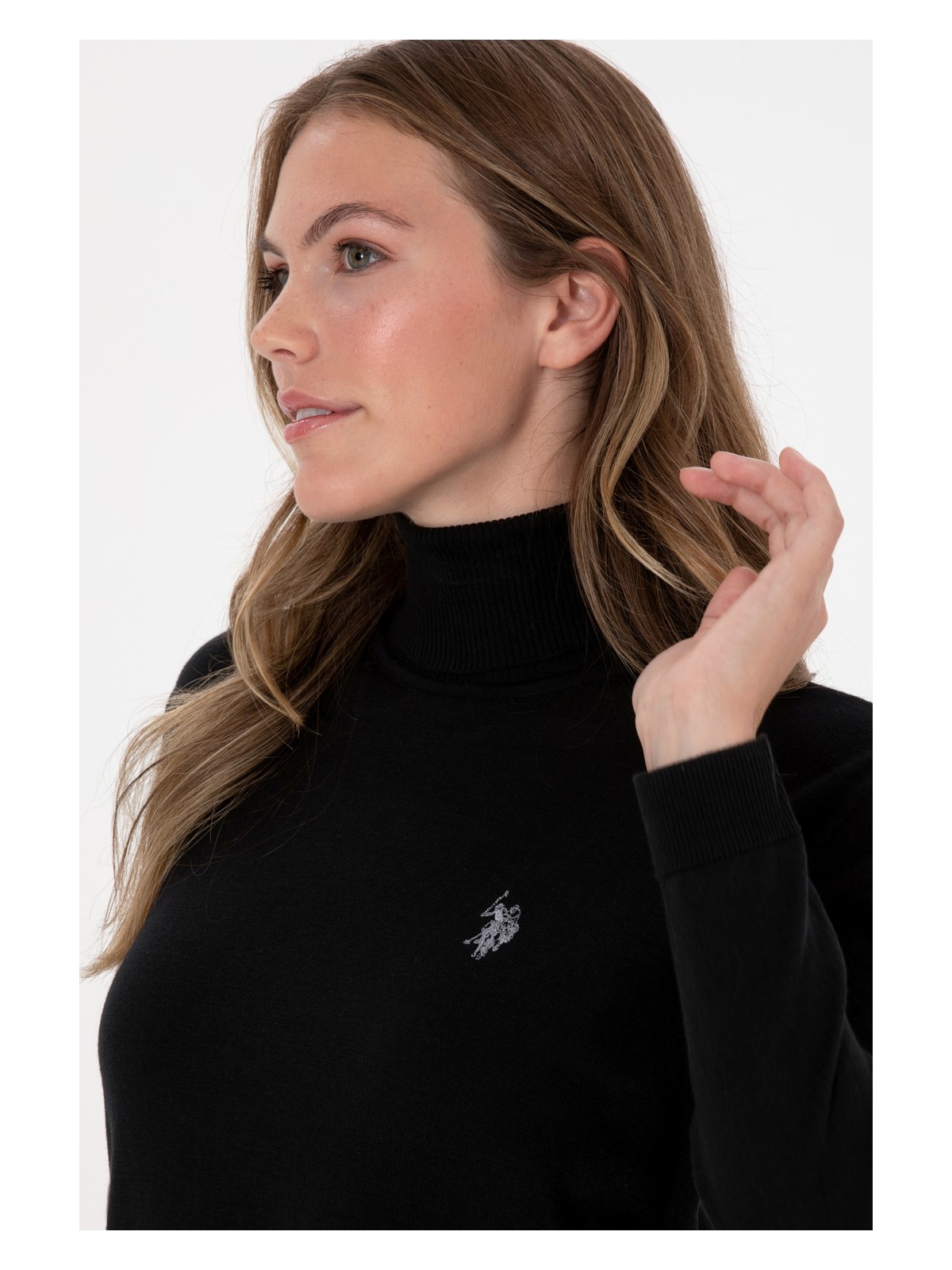 U.S. Polo Assn. Kadın Siyah Balıkçı Yaka Basic Kazak 50313621-VR046 - Görsel 2