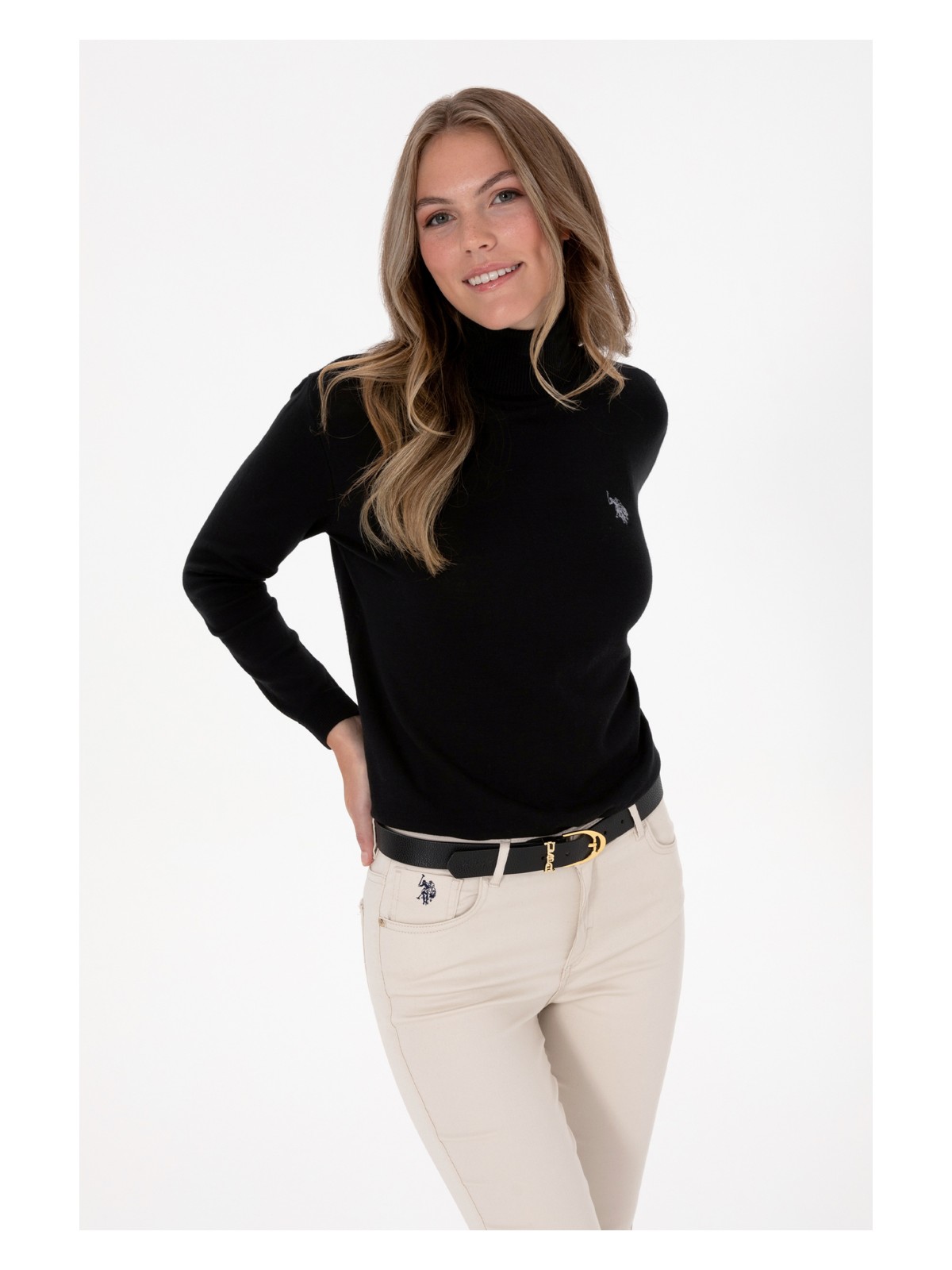 U.S. Polo Assn. Kadın Siyah Balıkçı Yaka Basic Kazak 50313621-VR046 - Görsel 3