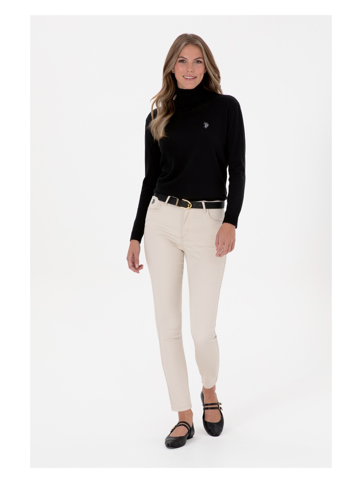 U.S. Polo Assn. Kadın Siyah Balıkçı Yaka Basic Kazak 50313621-VR046 - Görsel 4