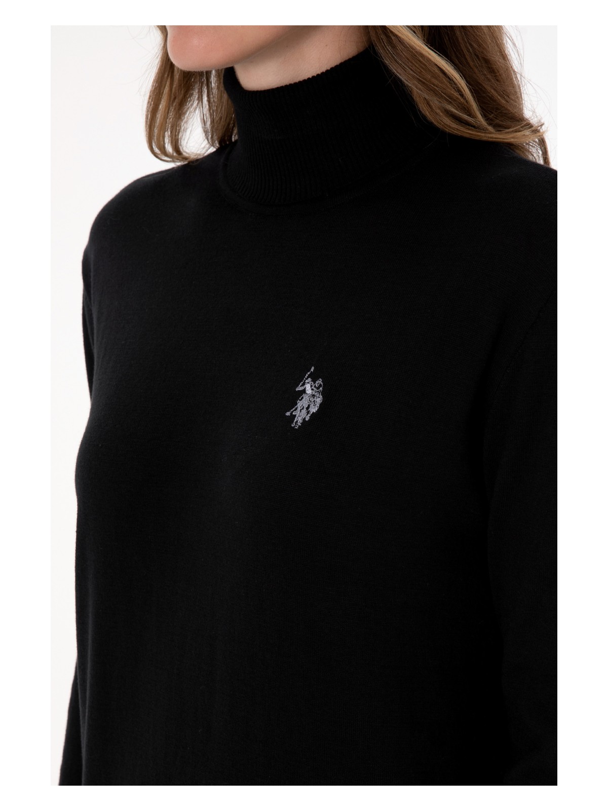 U.S. Polo Assn. Kadın Siyah Balıkçı Yaka Basic Kazak 50313621-VR046 - Görsel 7