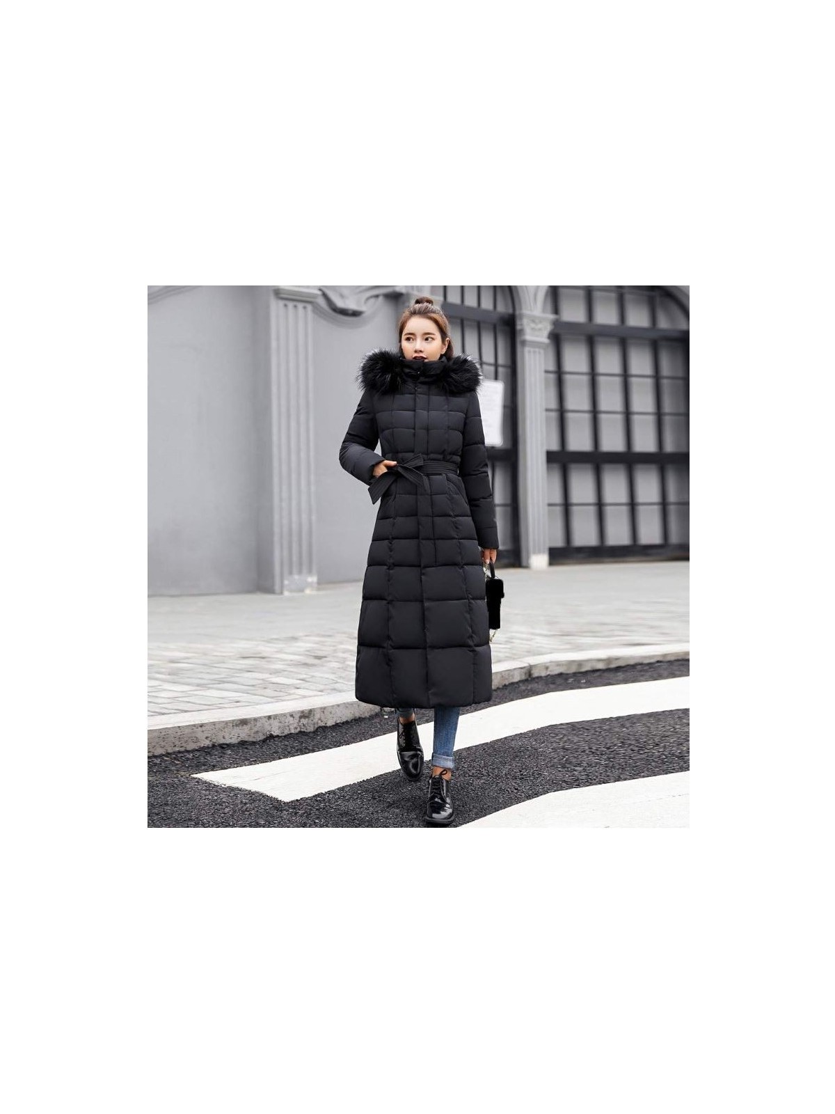 Barbora Kadın Kışlık Tam Boy Kapüşonlu Polyester Şişme Mont Siyah Trend Tasarım