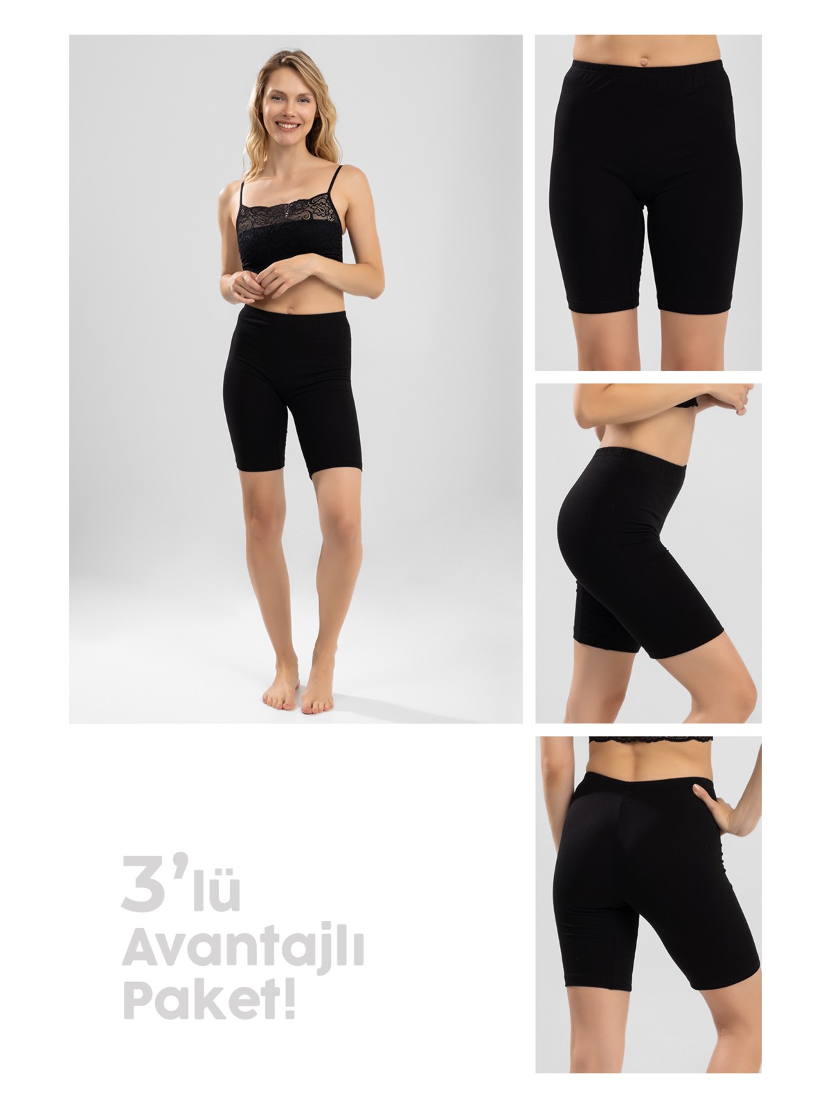 Baykar Kadın Yarım Tayt 3'lü Set 8025 Ten Rengi - Görsel 4