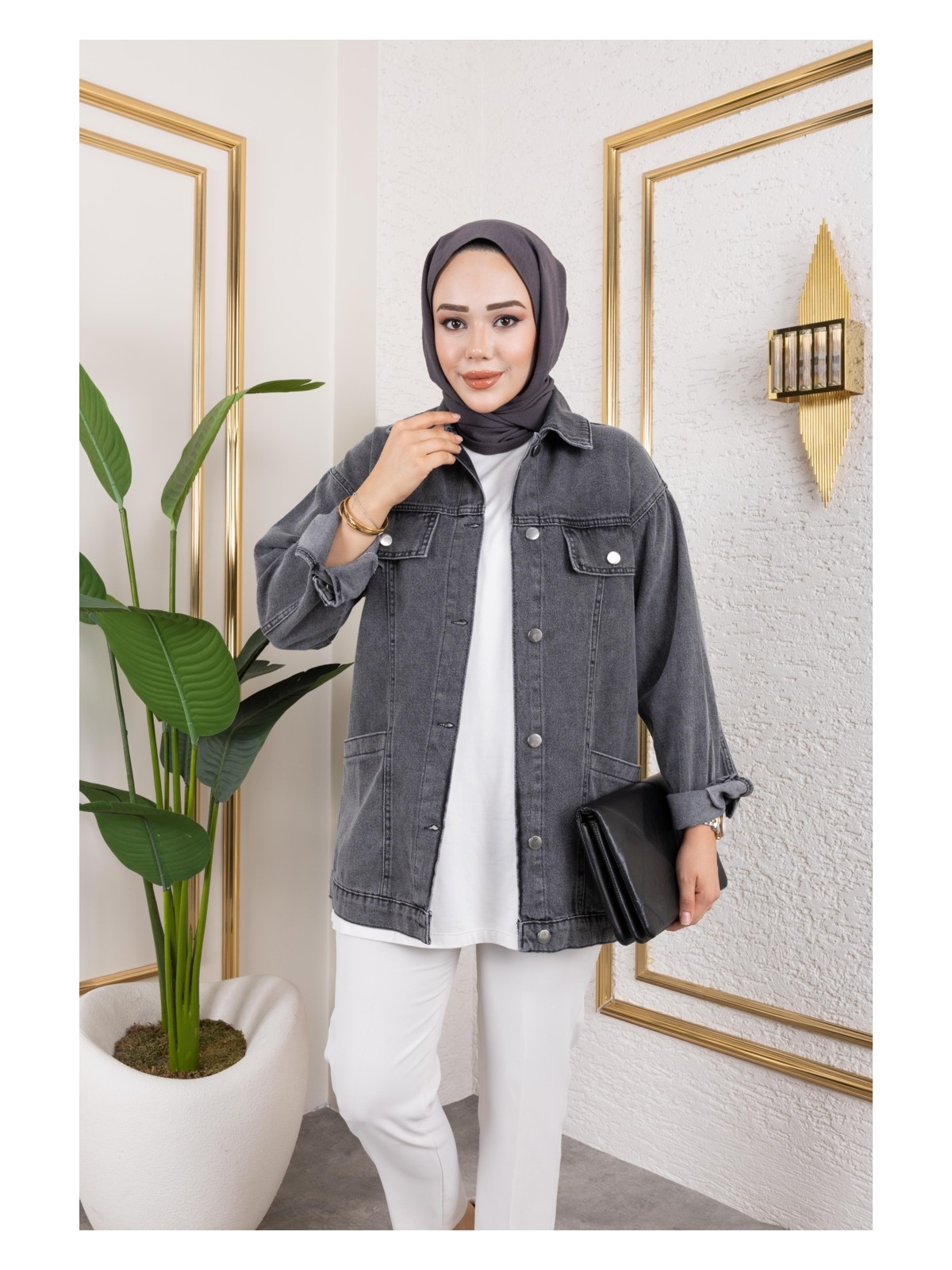 Harman Butik Kadın Cep Detaylı Denim Kot Ceket - Görsel 6