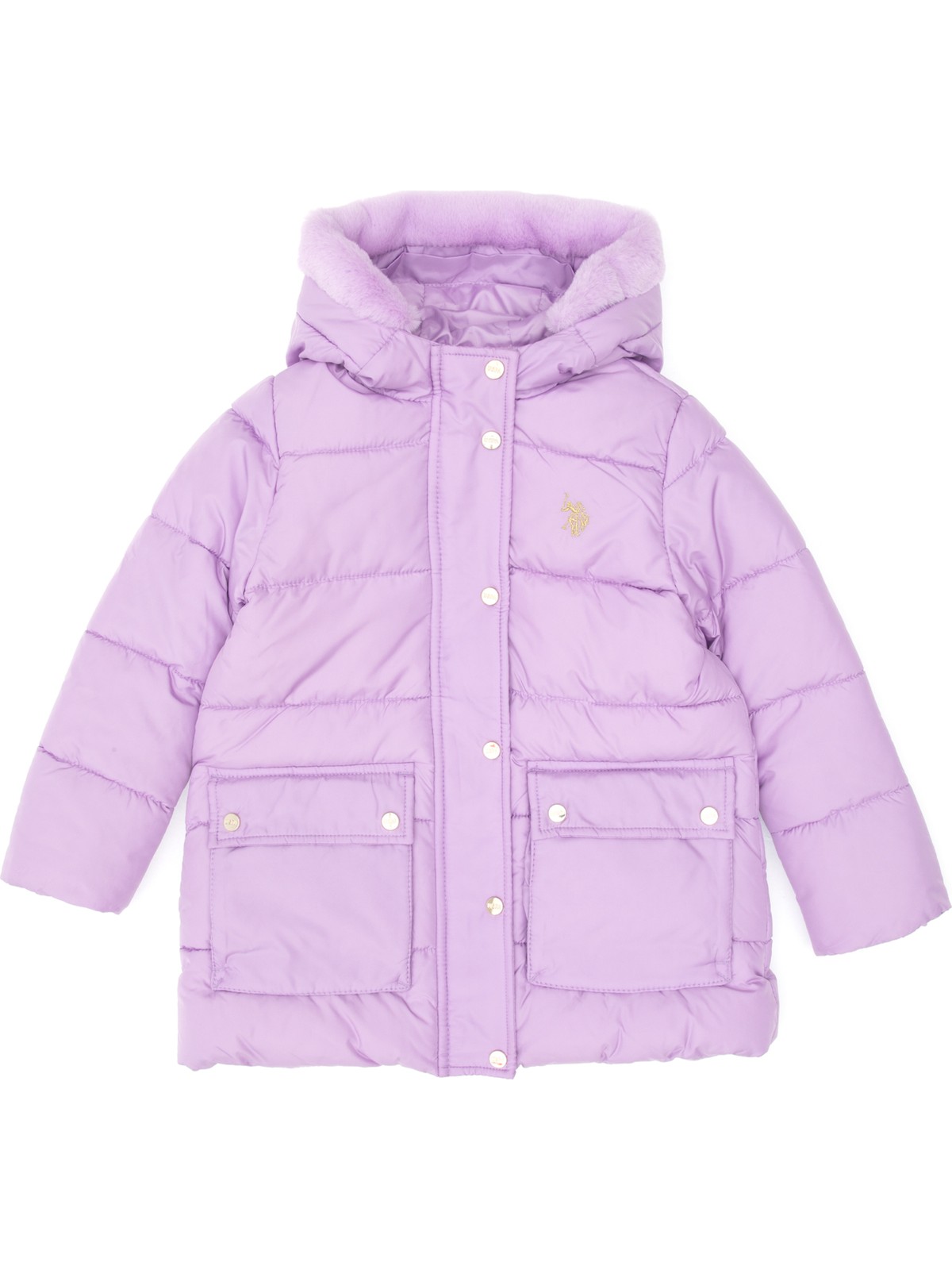U.S. Polo Assn. Kız Çocuk Lila Kapüşonlu Şişme Mont 50313156-VR034