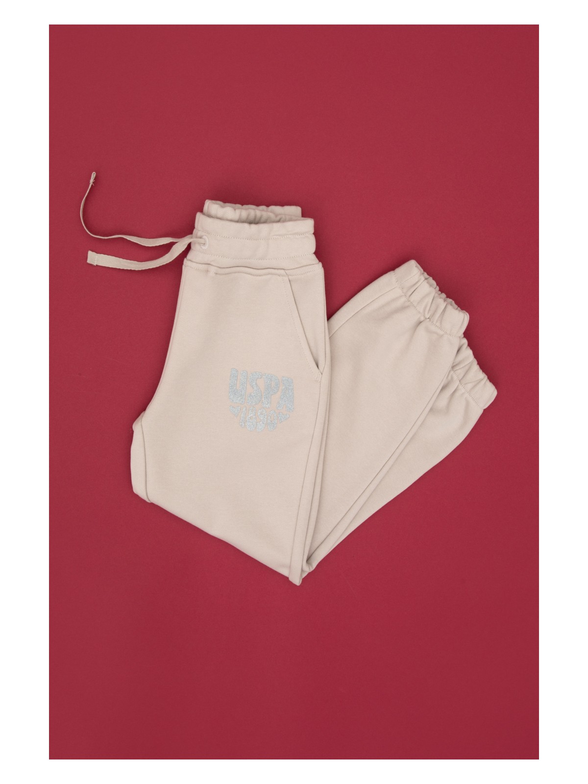 U.S. Polo Assn. Kız Çocuk Pembe Simli Baskı Detaylı Jogger Eşofman Altı 50316849-VR167 - Görsel 7