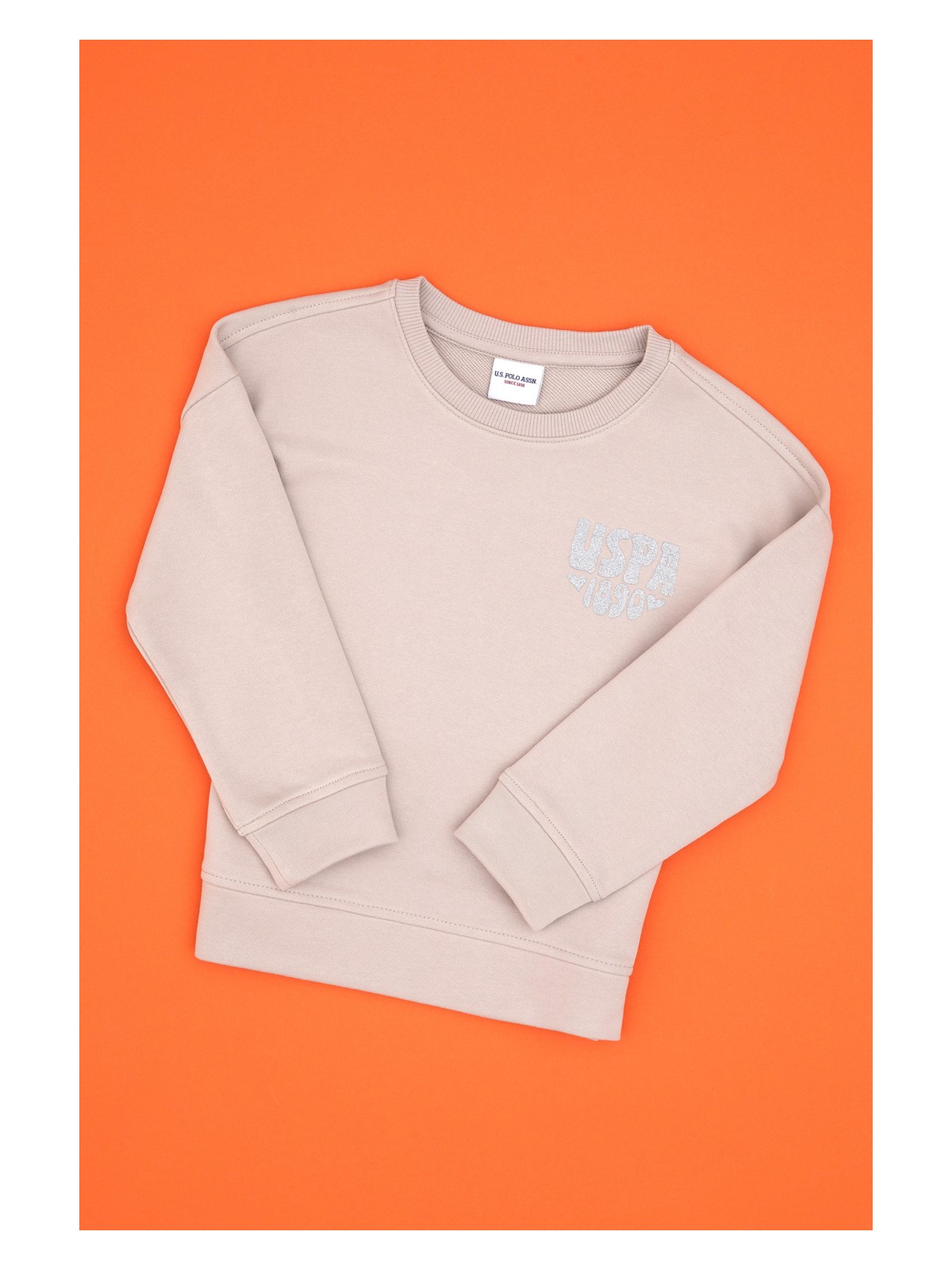 U.S. Polo Assn. Kız Çocuk Pembe Simli Baskı Detaylı Bisiklet Yaka Basic Sweatshirt 50314289-VR167 - Görsel 7
