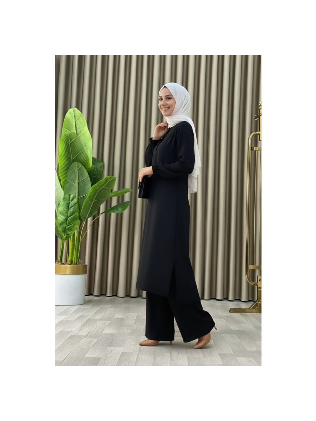 Mismoly Tesettür Ikili Takım Uzun Tunik Bol Paça Pantolon - Görsel 6