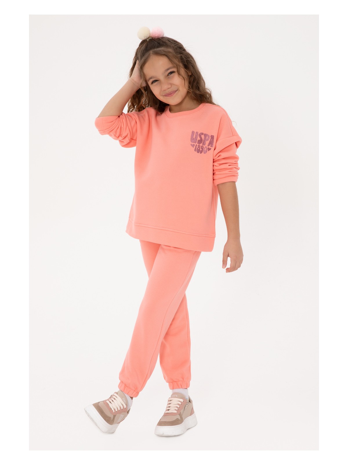 U.S. Polo Assn. Kız Çocuk Siyah Simli Baskı Detaylı Jogger Eşofman Altı 50316849-VR046 - Görsel 5