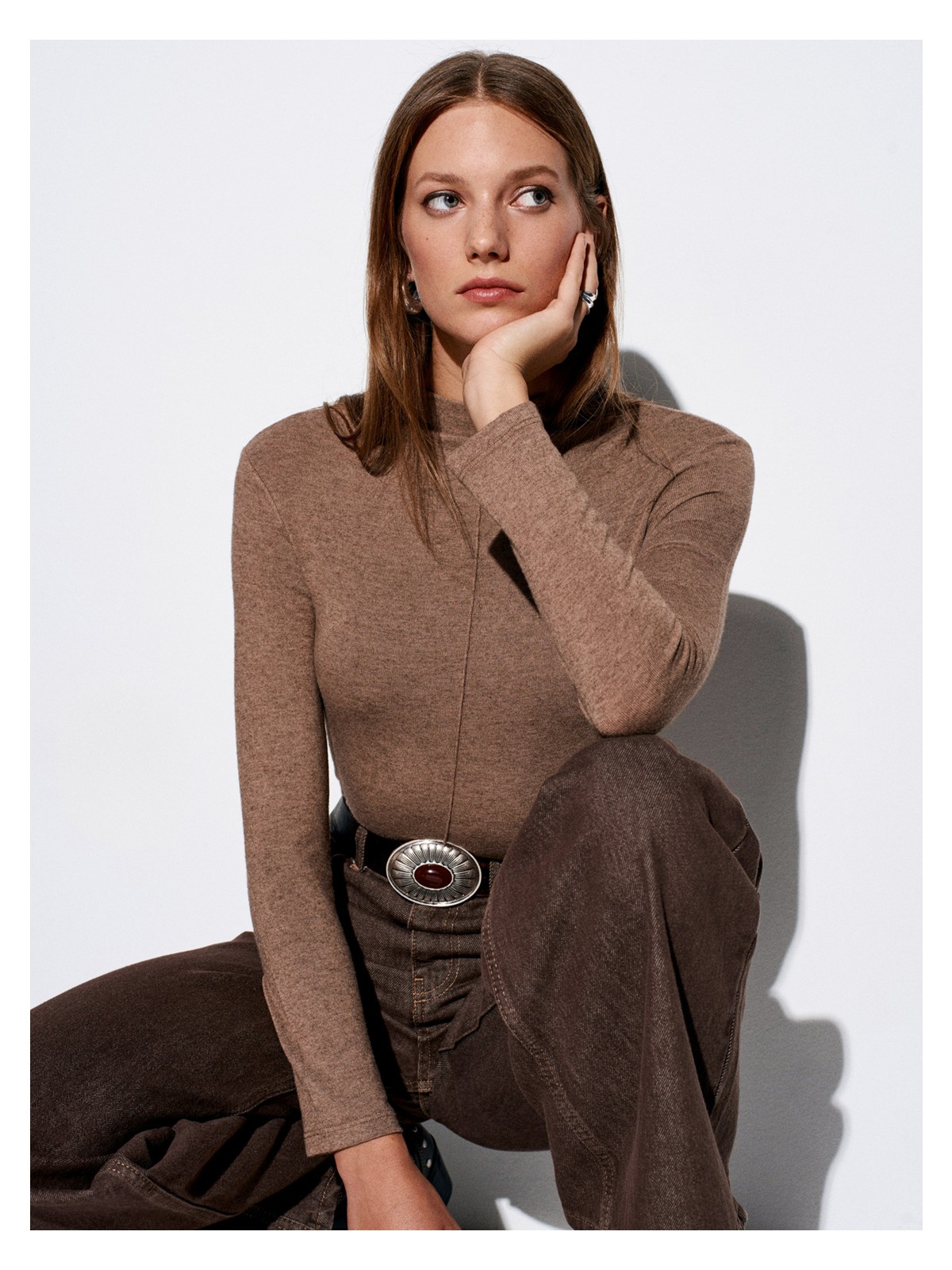 Dilvin 31391 Dik Yaka Uzun Kollu Top-Bordo - Görsel 5