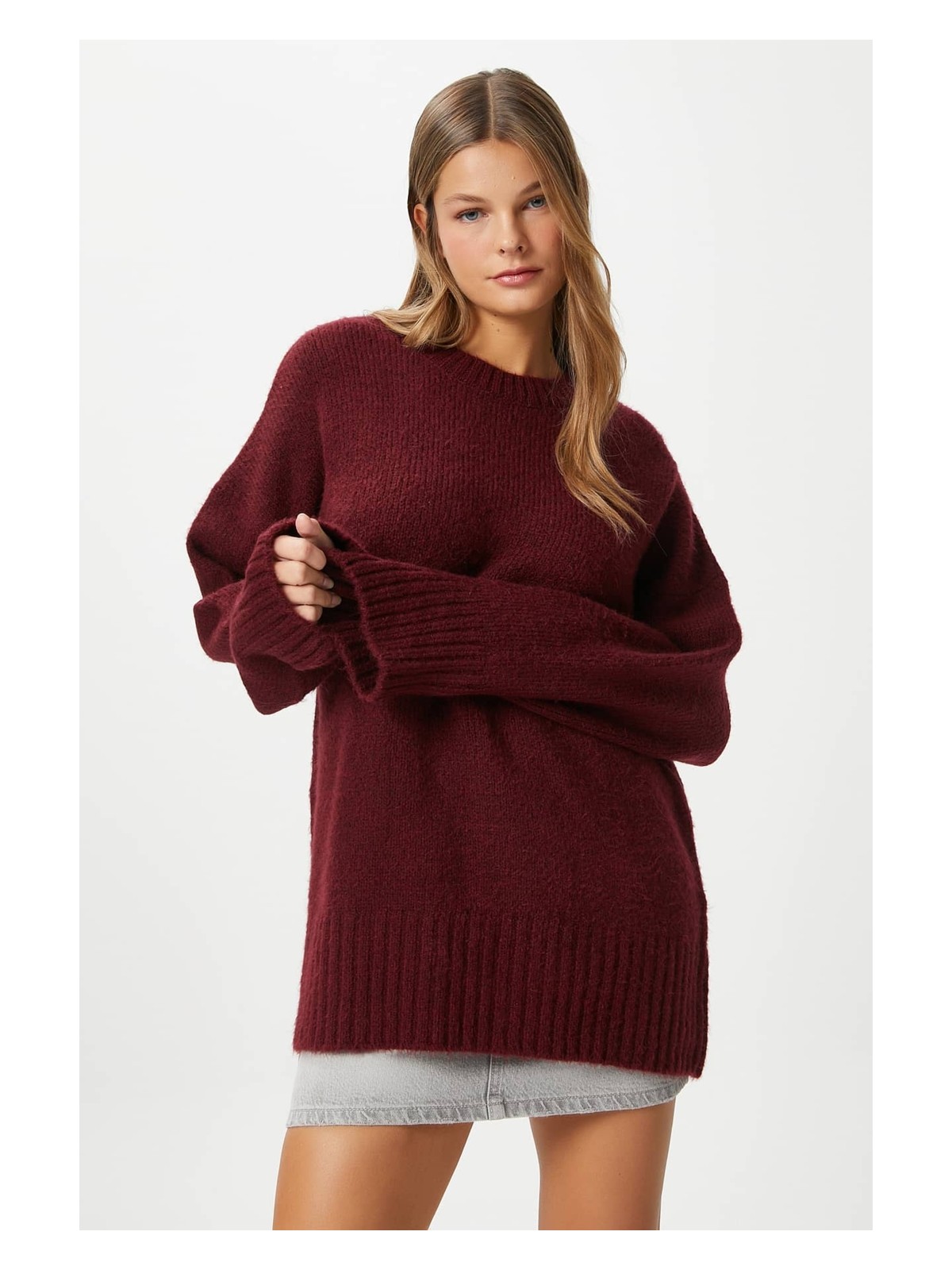 Ritnice Kadın Homy Yumuşacık Bisiklet Yaka Soft Pembe Oversize Triko Kazak - Görsel 5